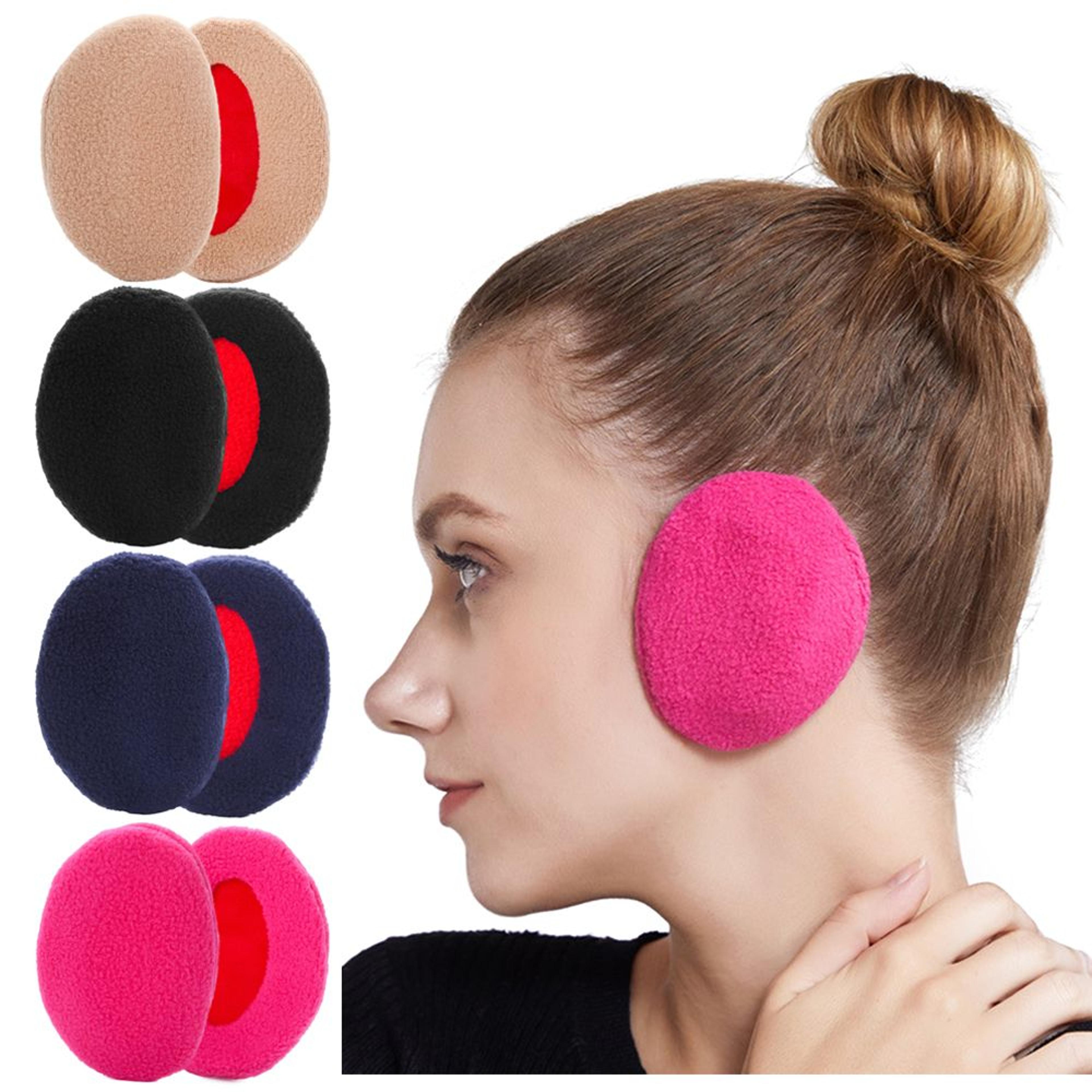 winter ear warmers for men, women & kids, soft thick fleece bandless earmuffs, windproof ear protection