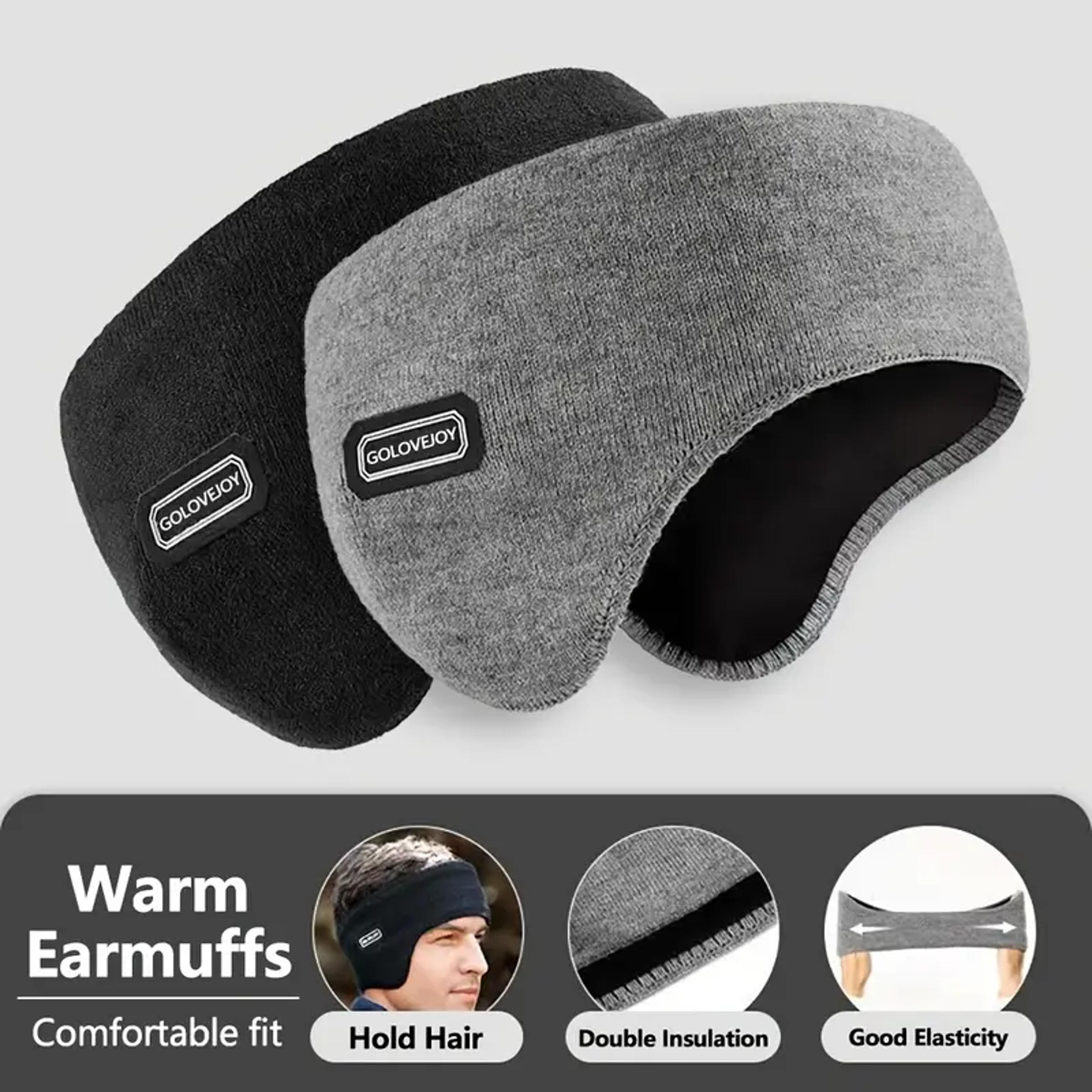 unisex thermal soft ear warmers, winter warm earmuffs, anti cold knitted plush headband ear covers for cycling