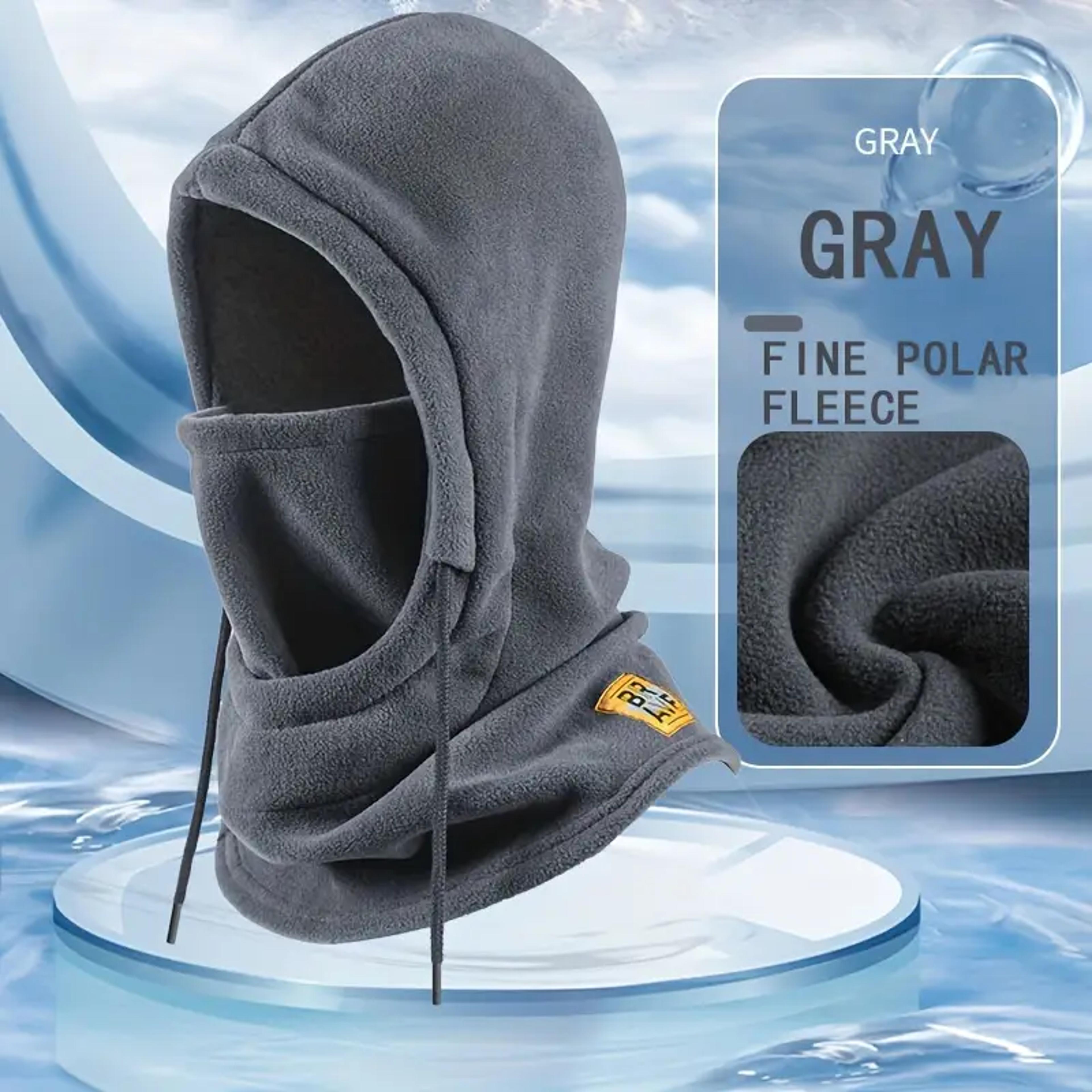 thermal winter warm hooded hat windproof neck cover mask with polar fleece for ski and cycling sports