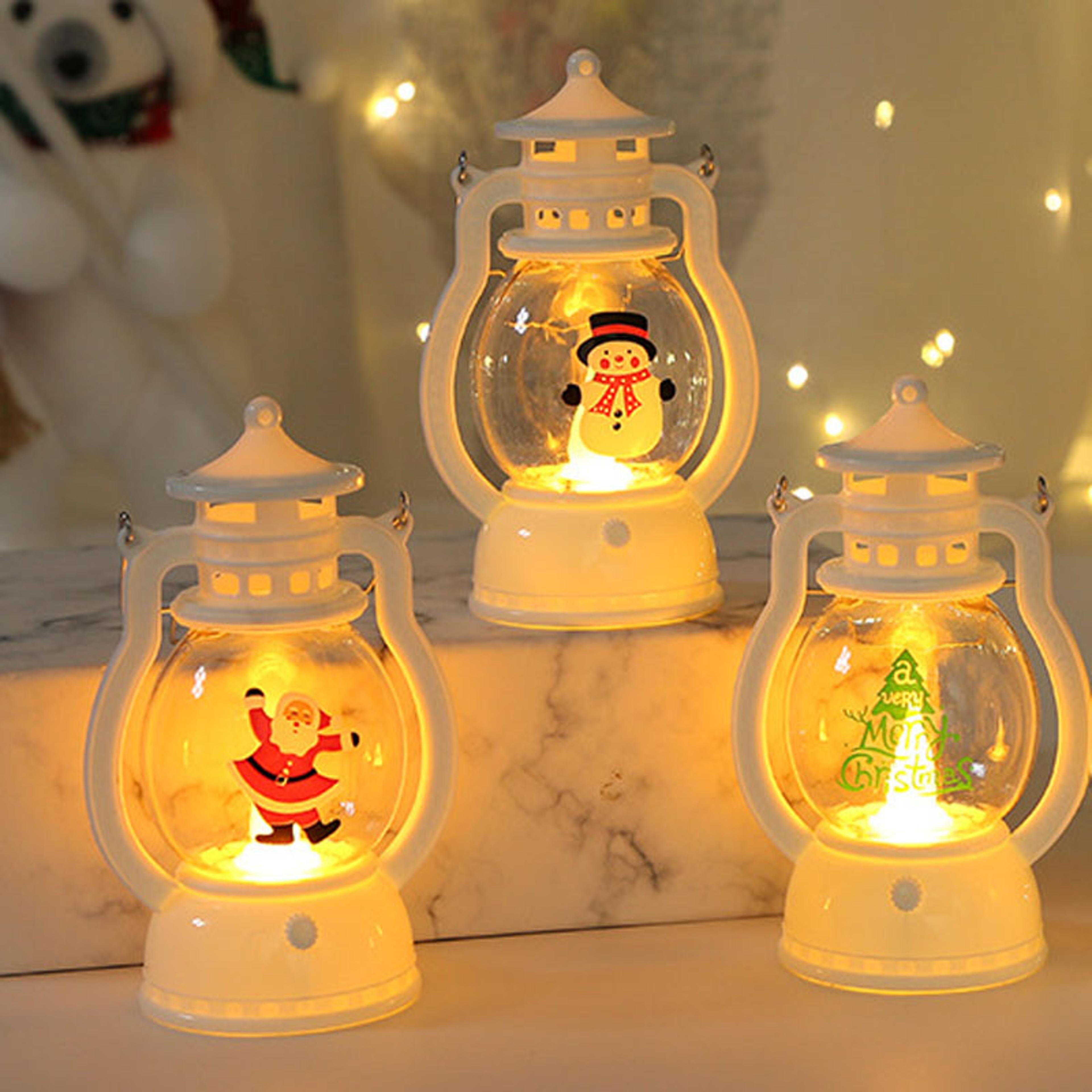 battery powered portable led lanterns, christmas santa claus snowman lights for home decor, navidad xmas ornaments