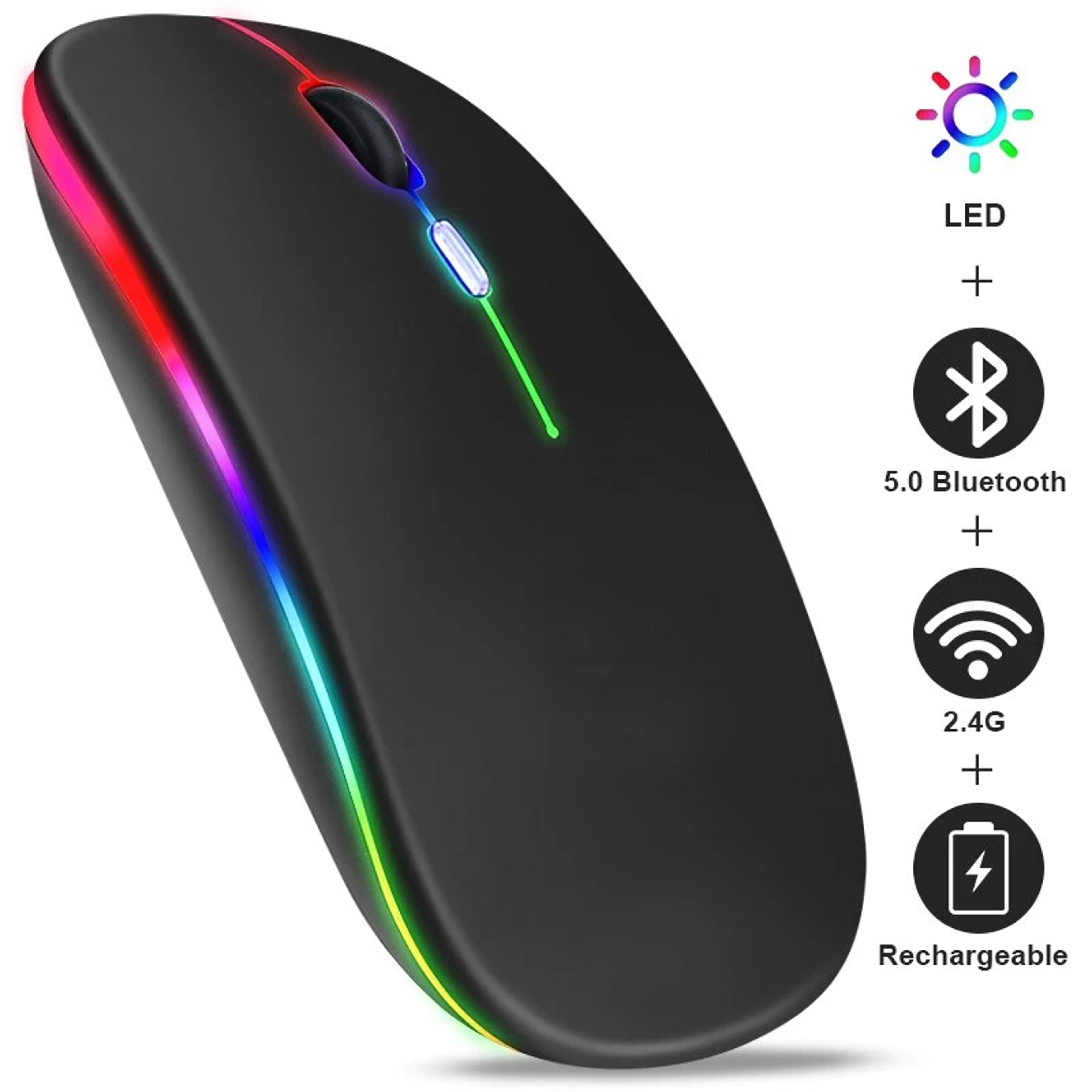 ergonomic gaming wireless mouse rgb rechargeable bluetooth led backlit