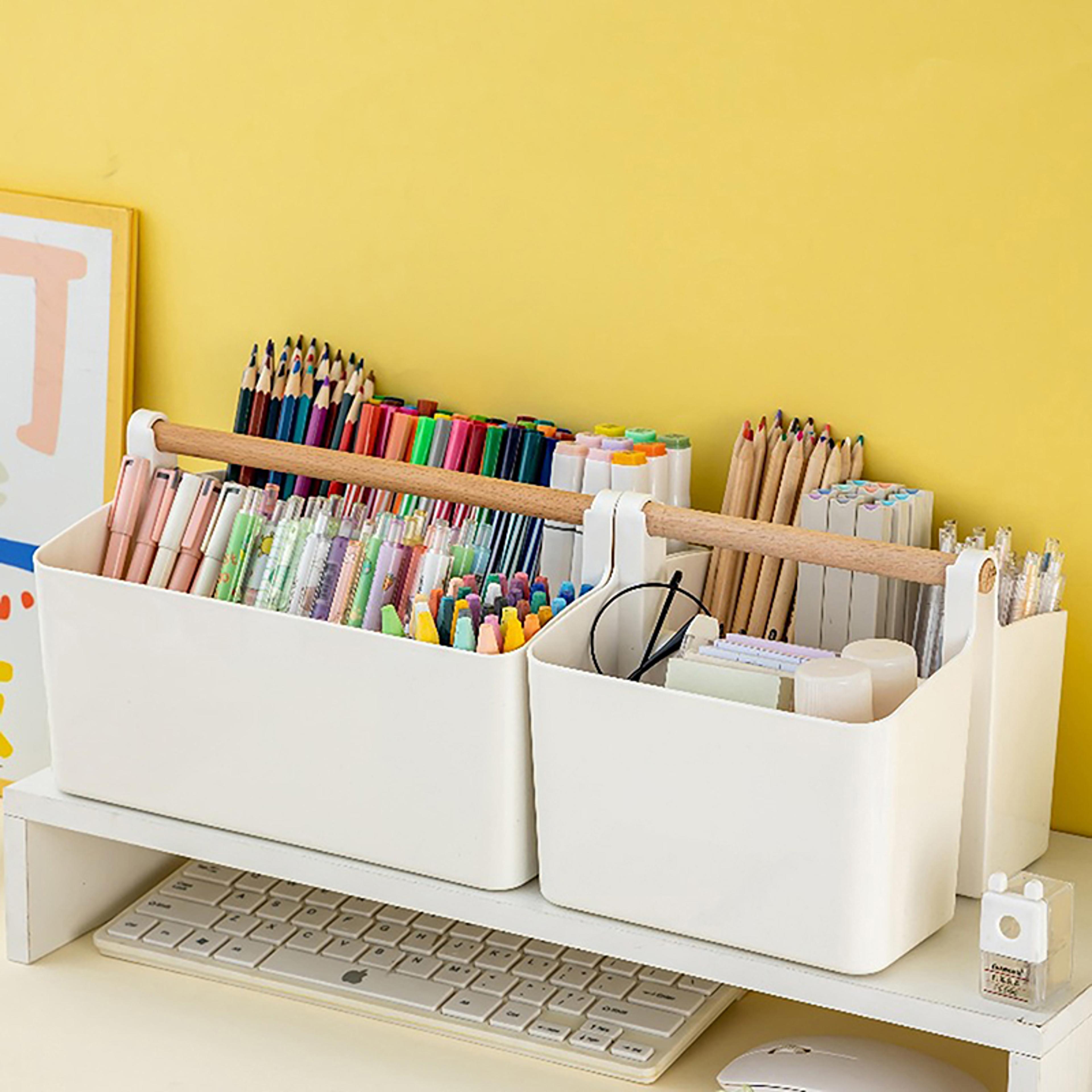 school office portable pen holder, large capacity multifunctional storage holder box, desktop sundries storage basket