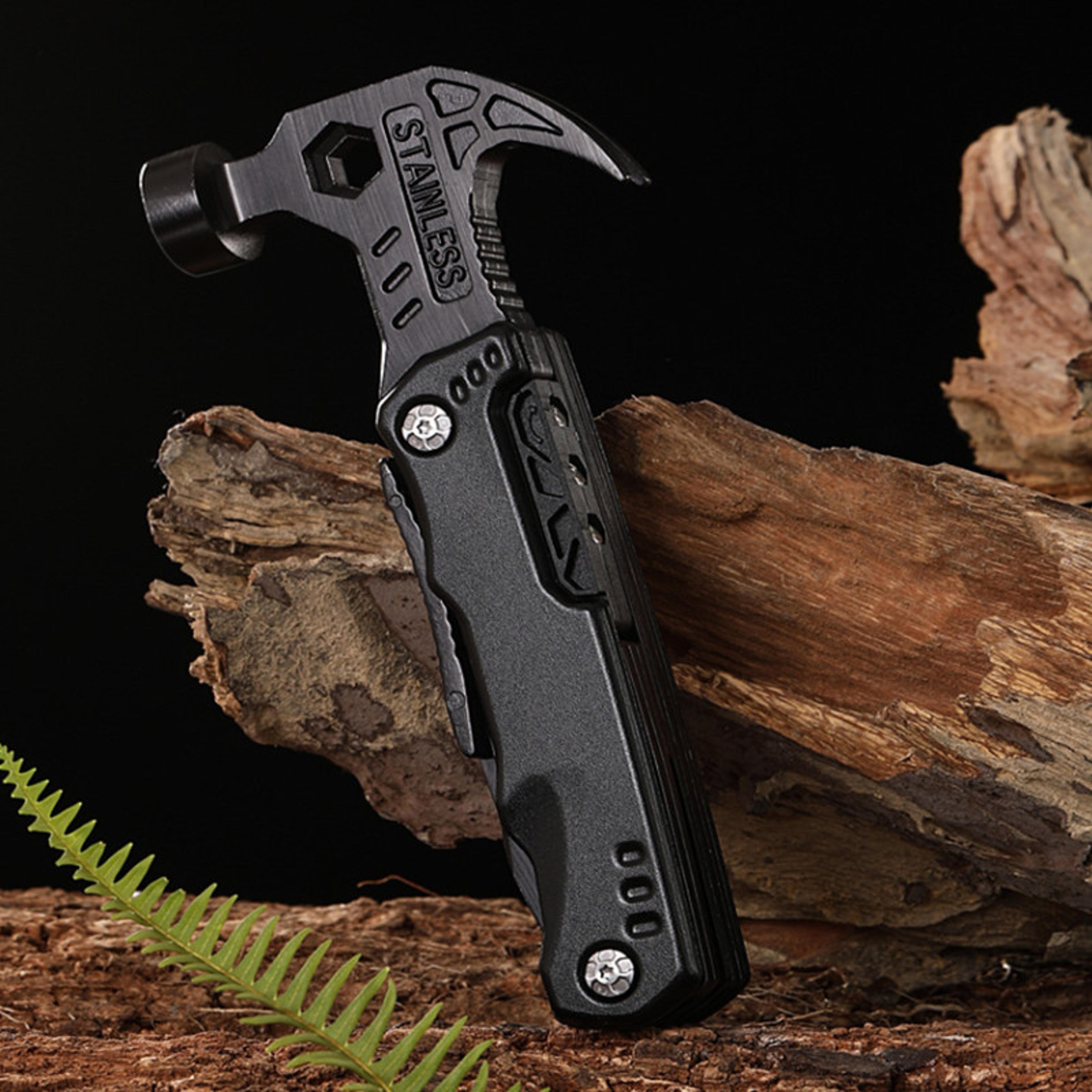 camping tool, outdoor multi-functional claw hammer, woodworking hammer, broken window escape hammer, vehicle safety fold