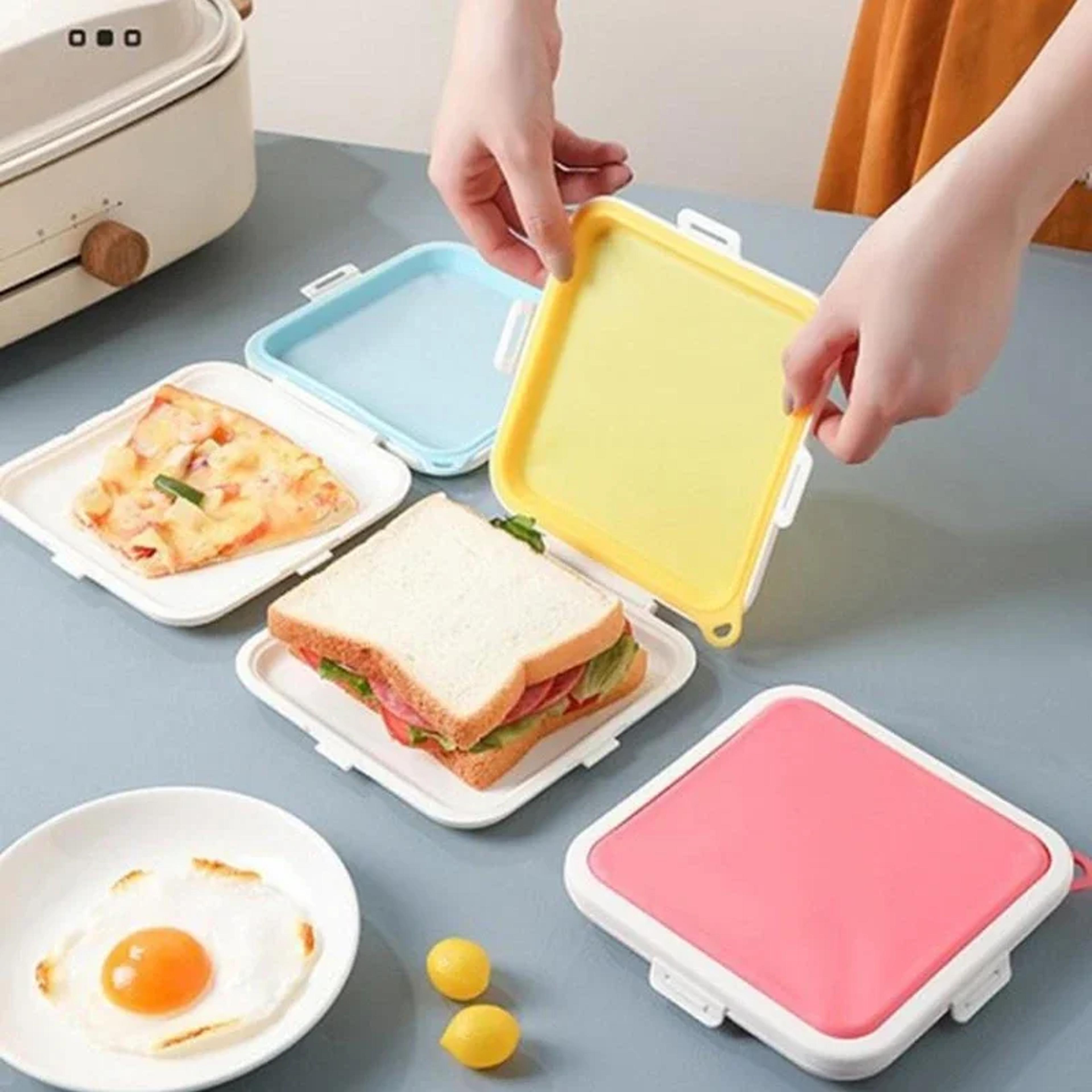 eco-friendly lunch container, portable silicone sandwich toast bento box, reusable sandwich storage box