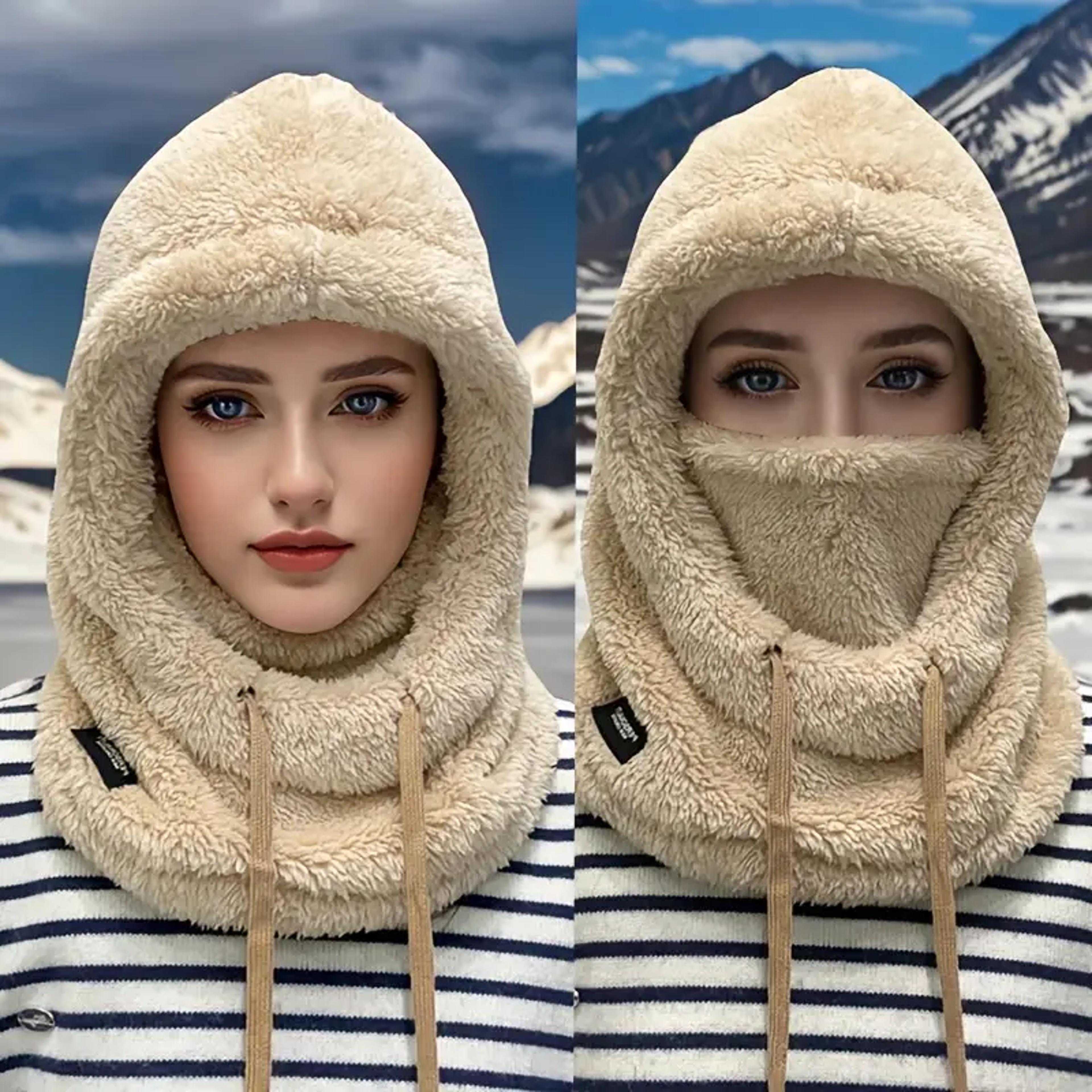 thermal windproof ski hood, winter warm balaclava face cover, fleece adjustable cycling neck cover, full face mask