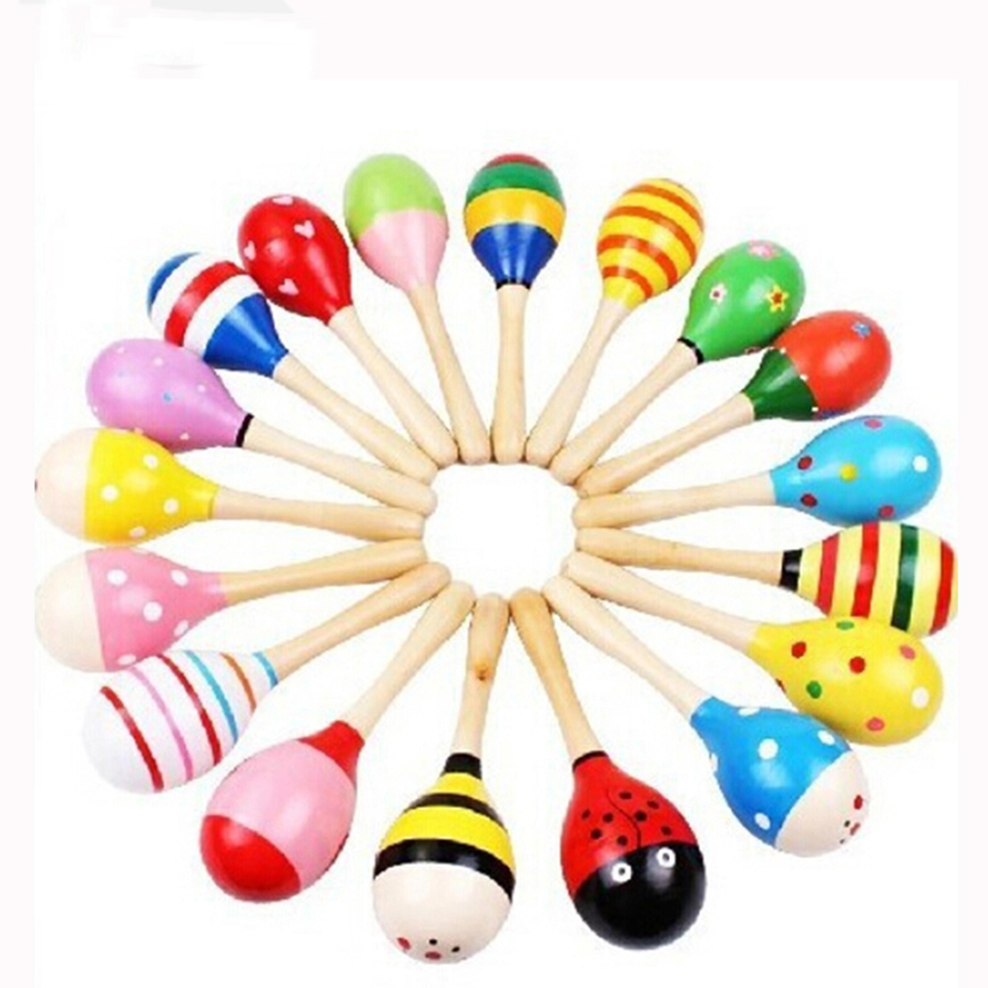 funny dolls, colorful wooden small rattles, maracas beat baby educational toys for kids
