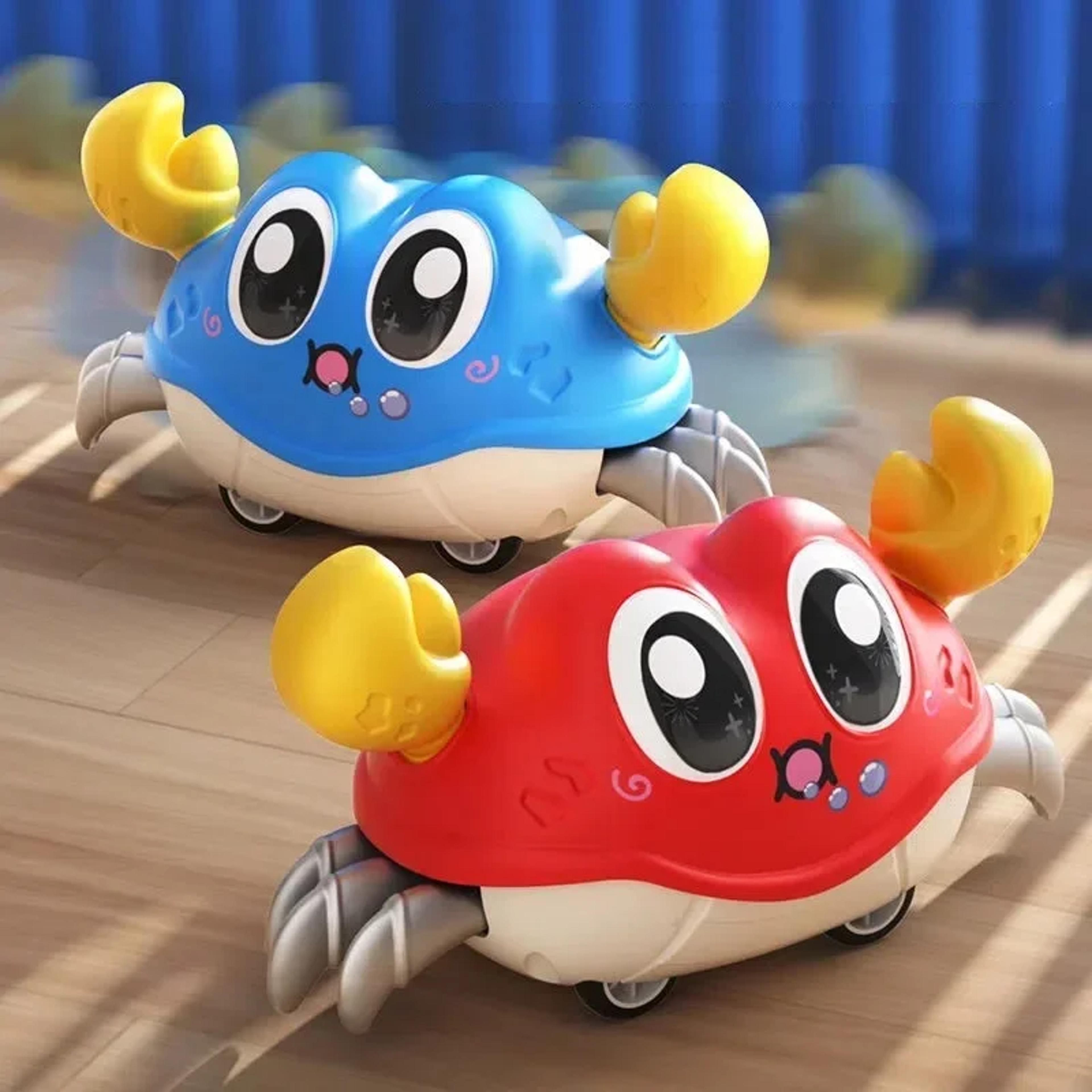 interactive walking double force crawling crab tummy time baby sensory toy, infant crawl development
