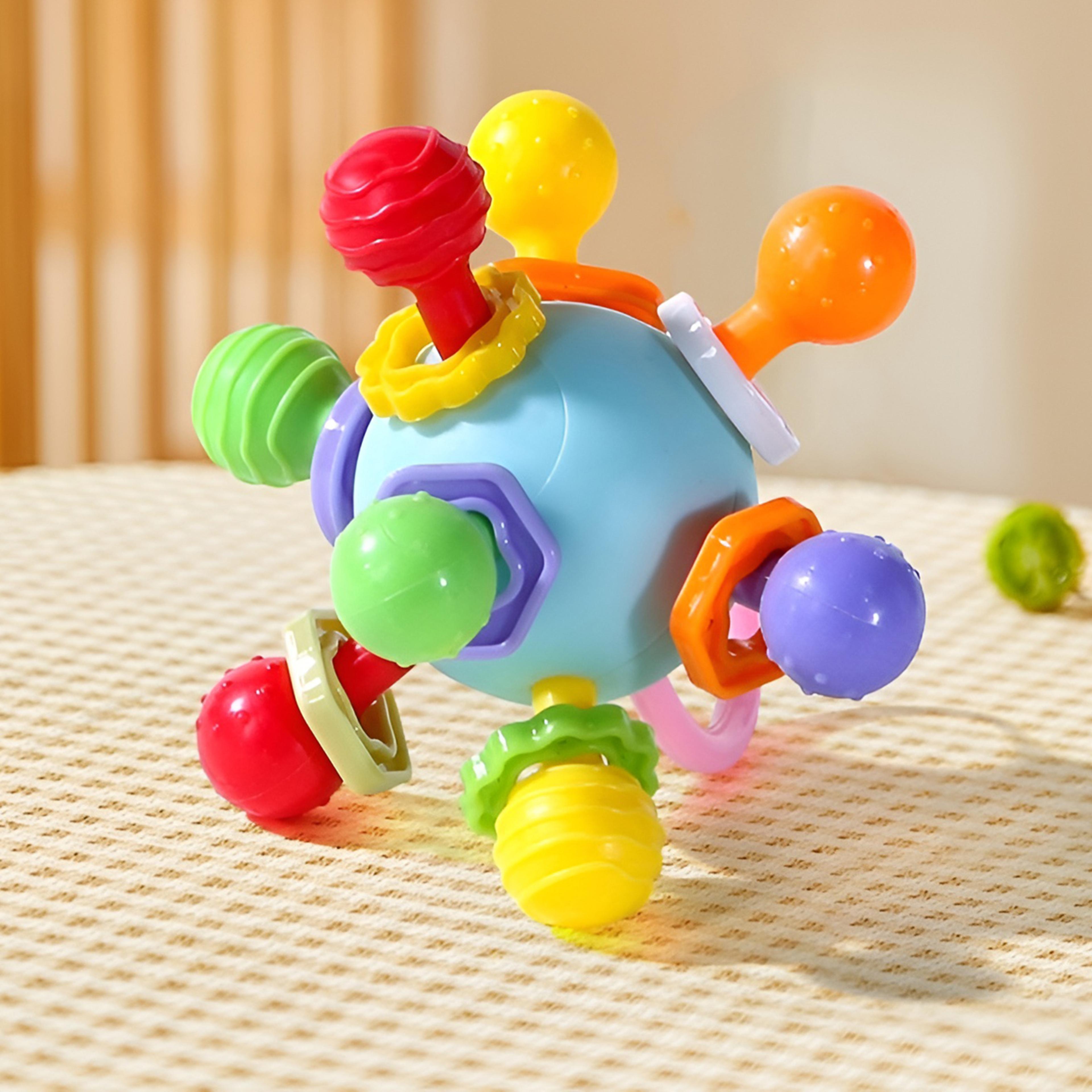 manhattan gnawing hand grip ball with potable rattle sound, teeth-glue toy