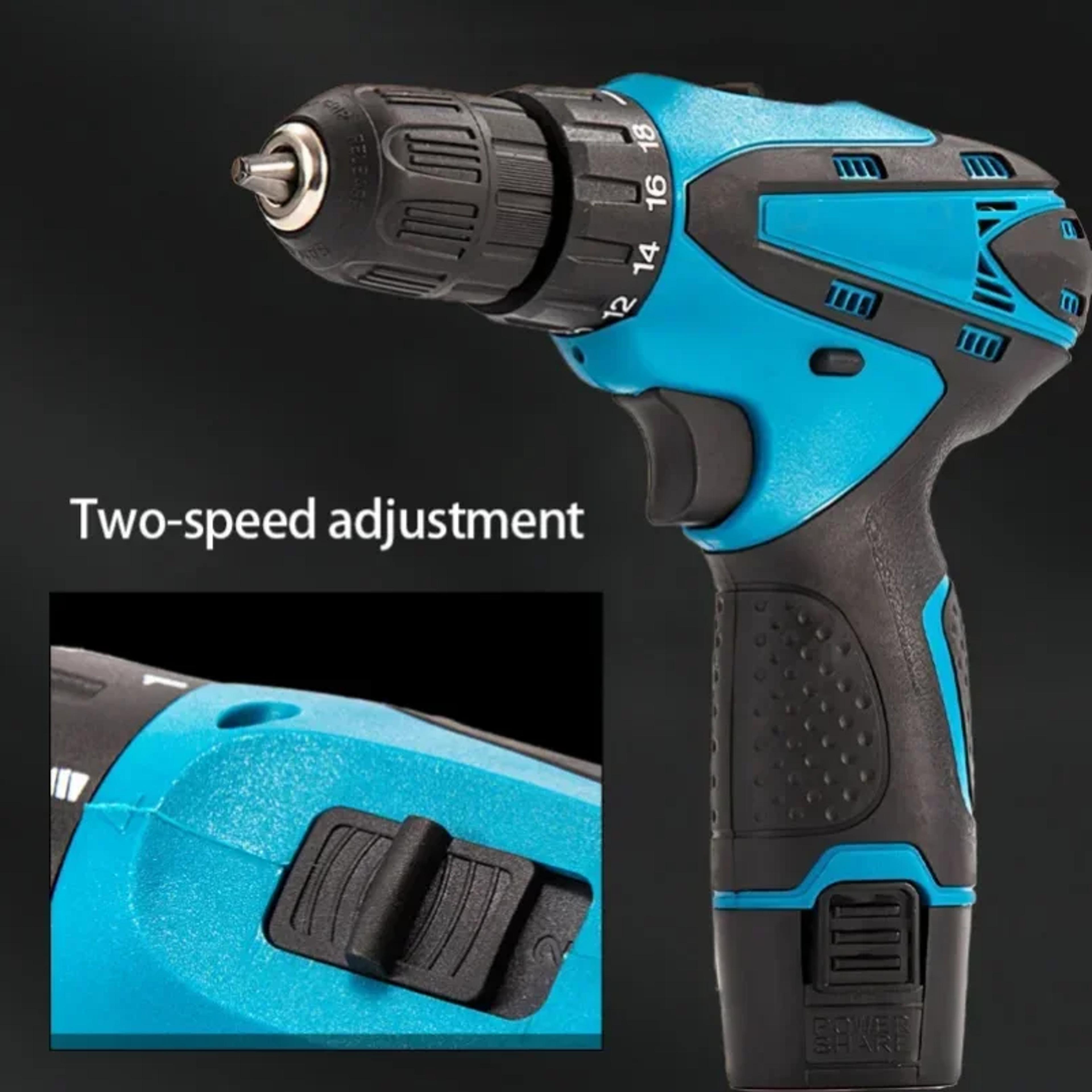 electric cordless impact drill set, wireless power tool with torque for automotive, craftsman, diy home use