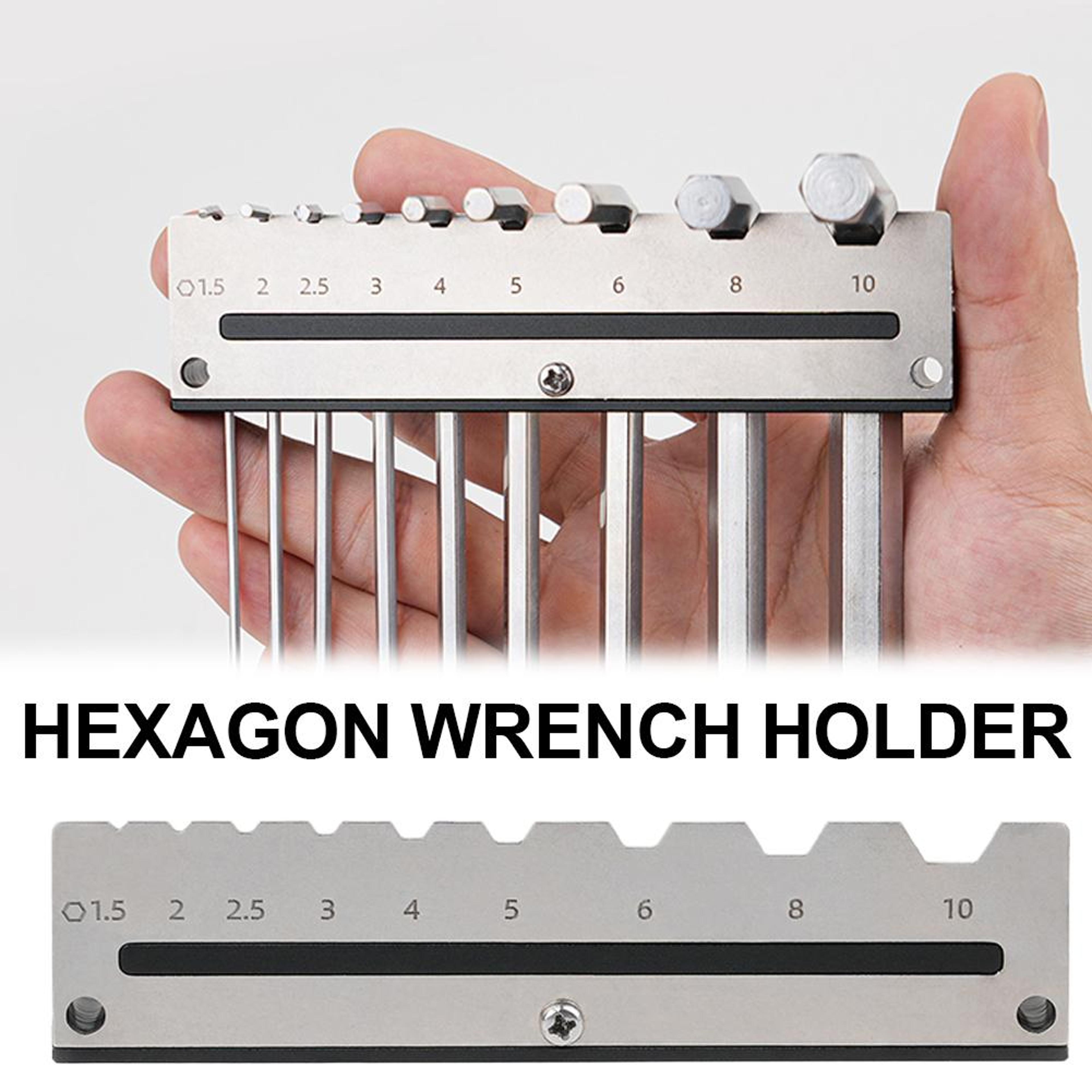 durable metal wall bracket, hexagonal wrench holder, multi hole storage rack for wood tool