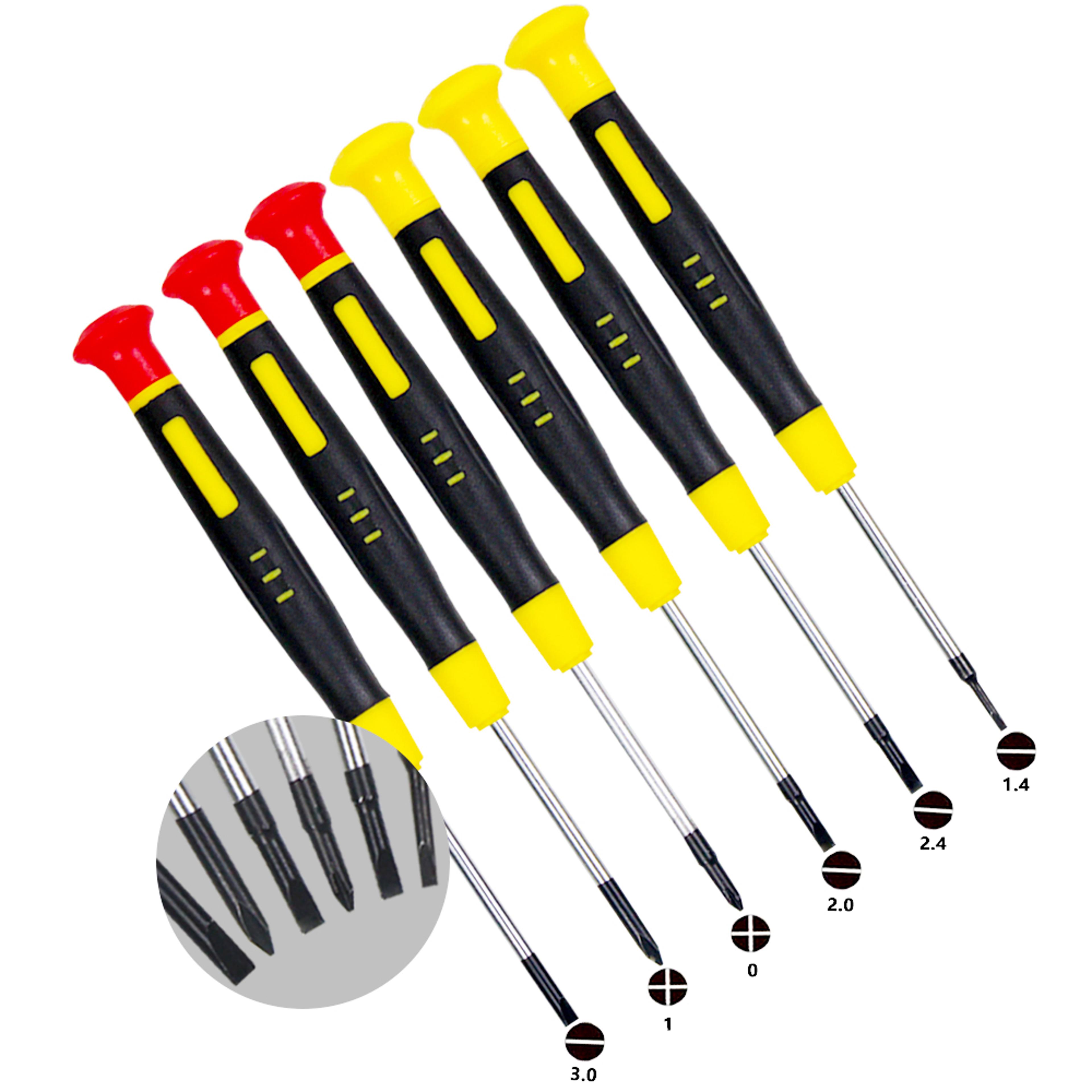 tool kit with different size flathead and philips screwdrivers for electronics, jewelry, and watch repair