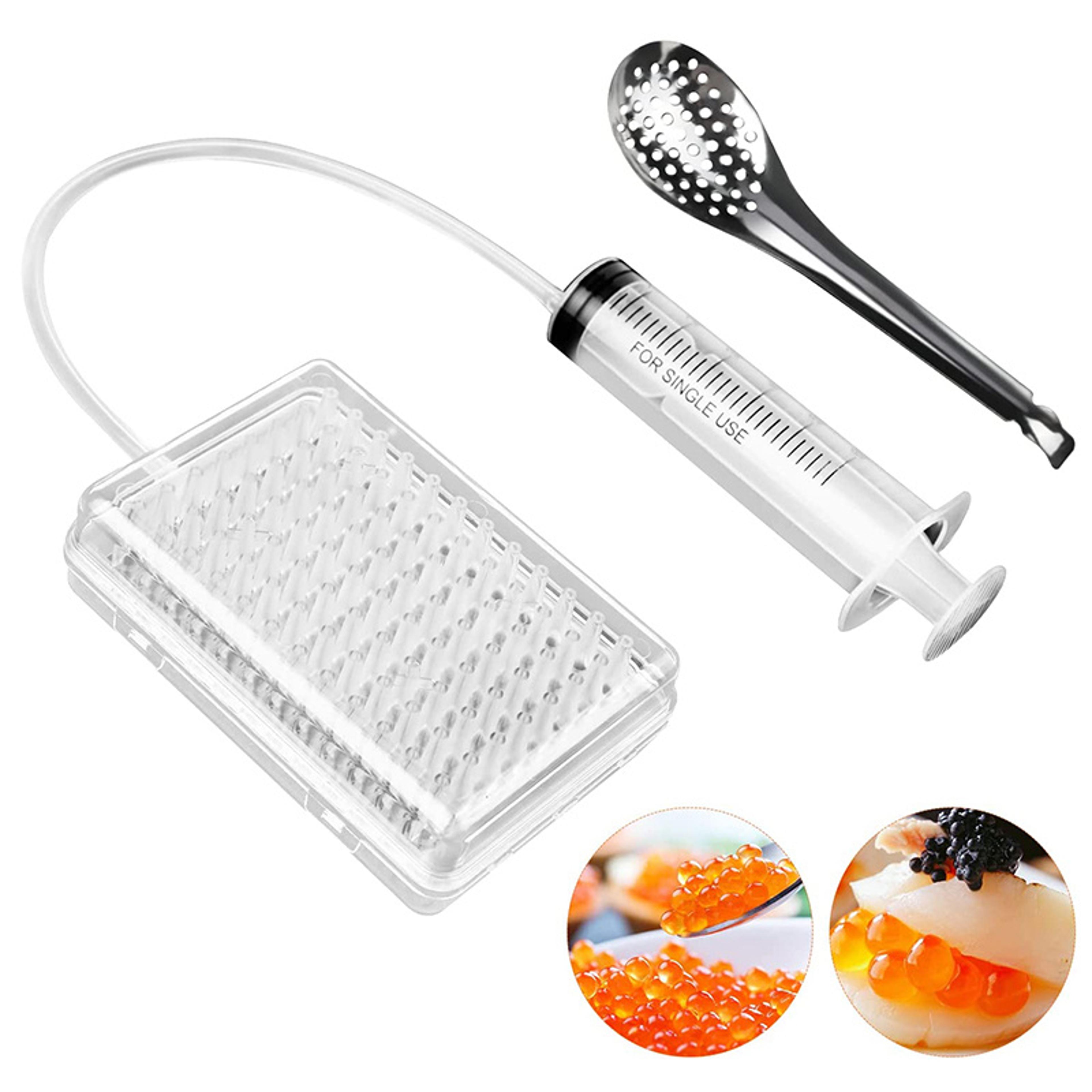 spherification dropper, caviar maker box, molecular gastronom hole roe sauce dispenser