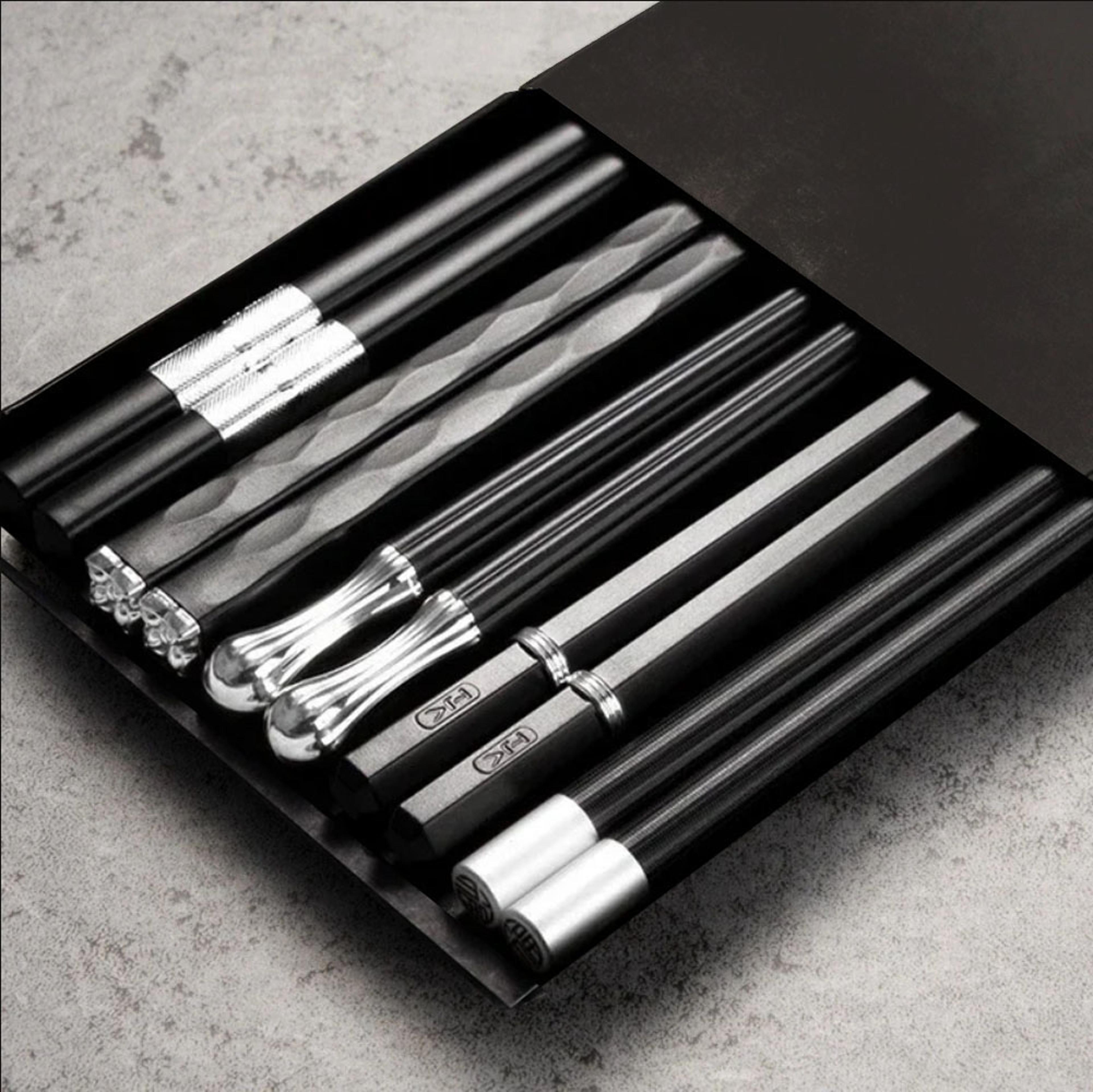 alloy chopsticks, black sushi sticks for food, noodles, kitchen tableware