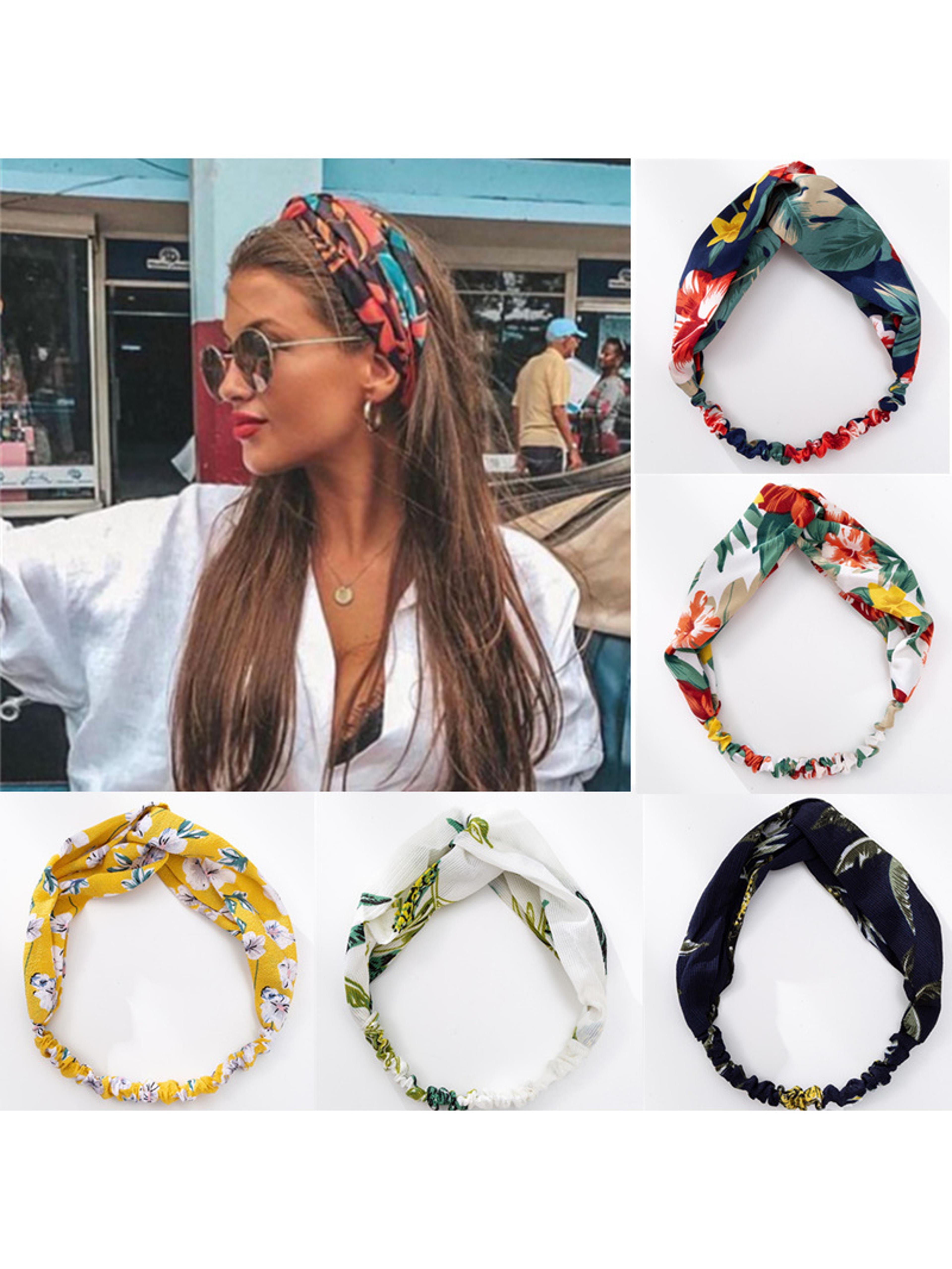 bohemian hair bands for women girls, print headbands, retro cross turban bandanas headwrap