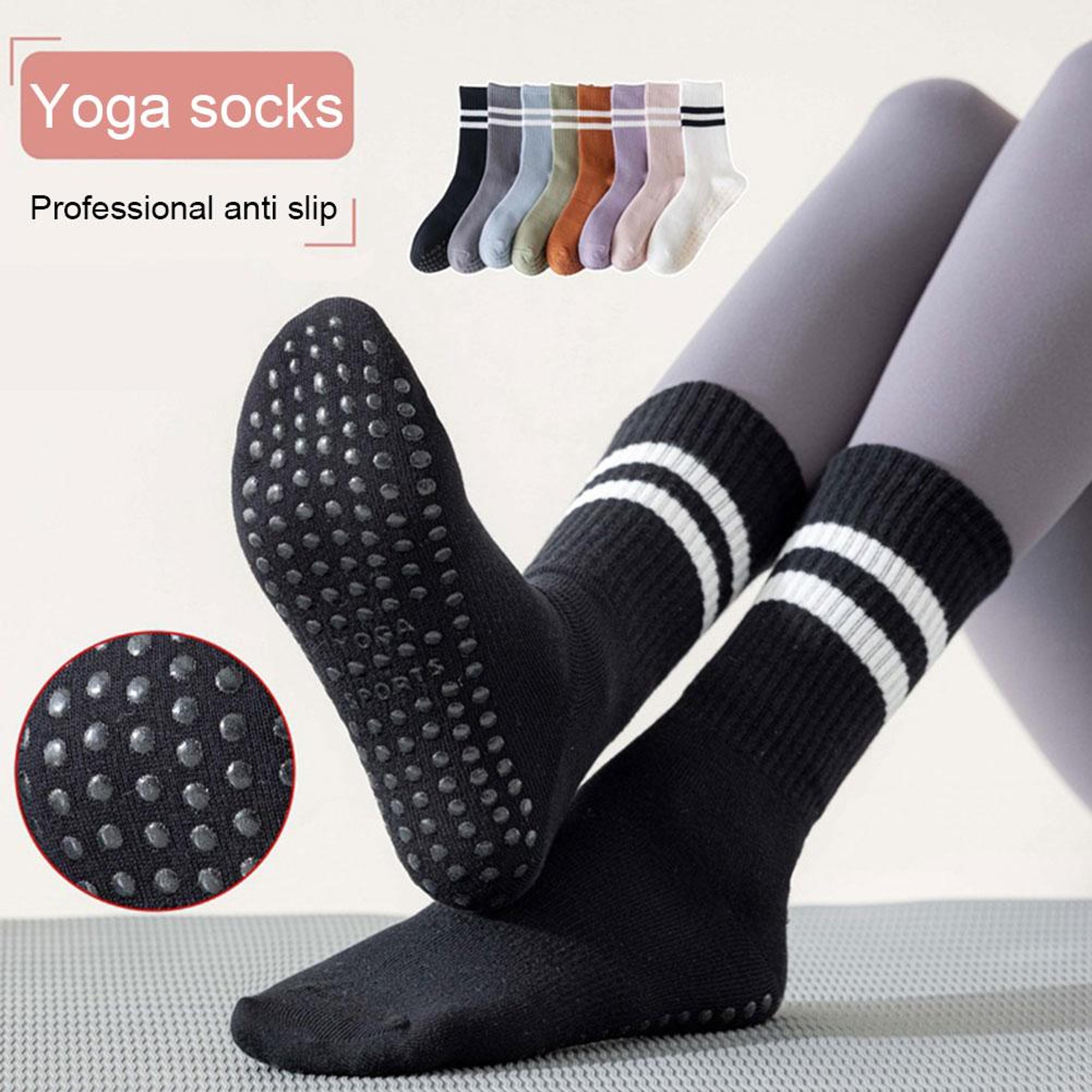 non-slip silicone sports socks, cotton mid-tube bottom, indoor fitness yoga dance pilates gym socks