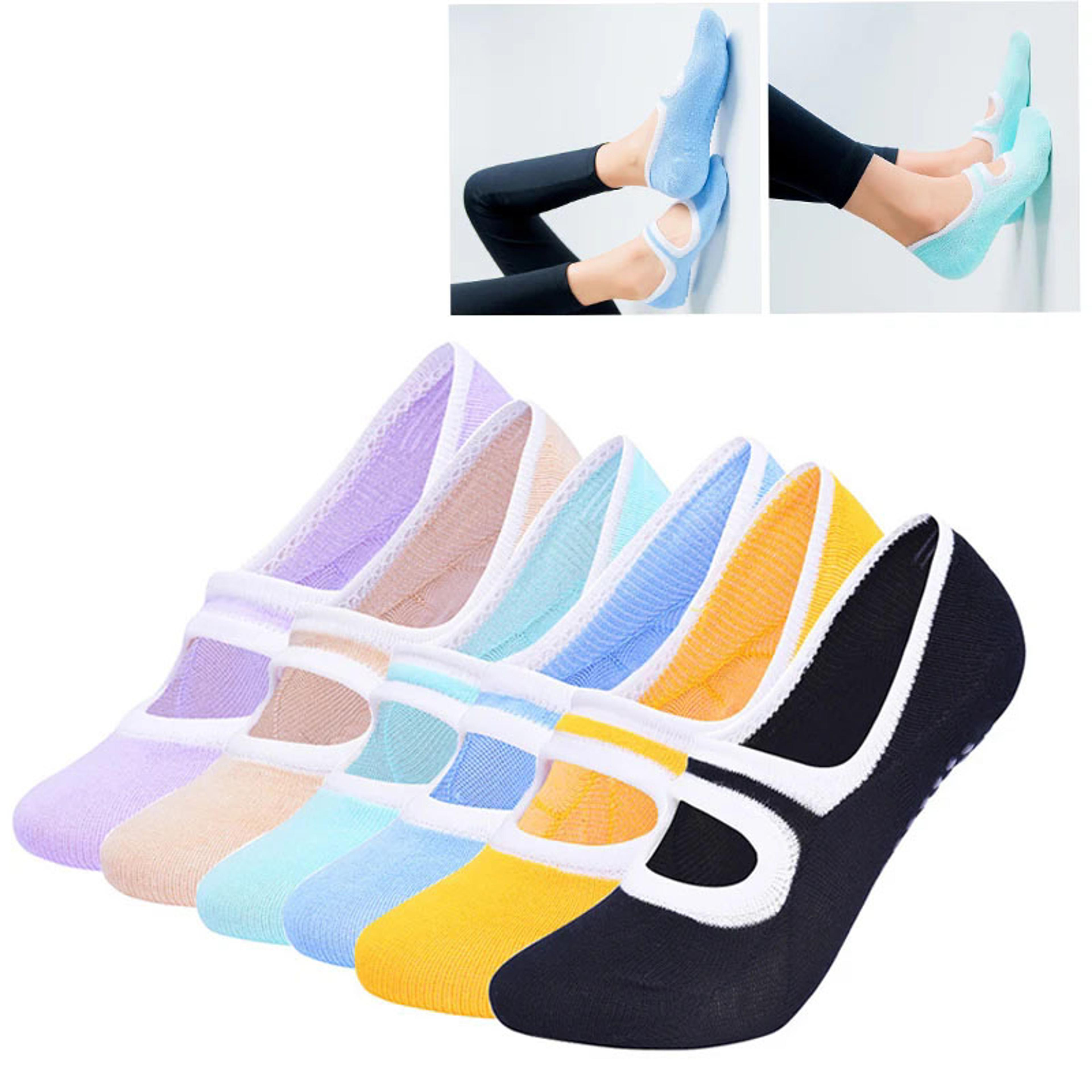 plus size women's yoga socks, multi-colored silicone anti-slip pilates socks for dance & fitness