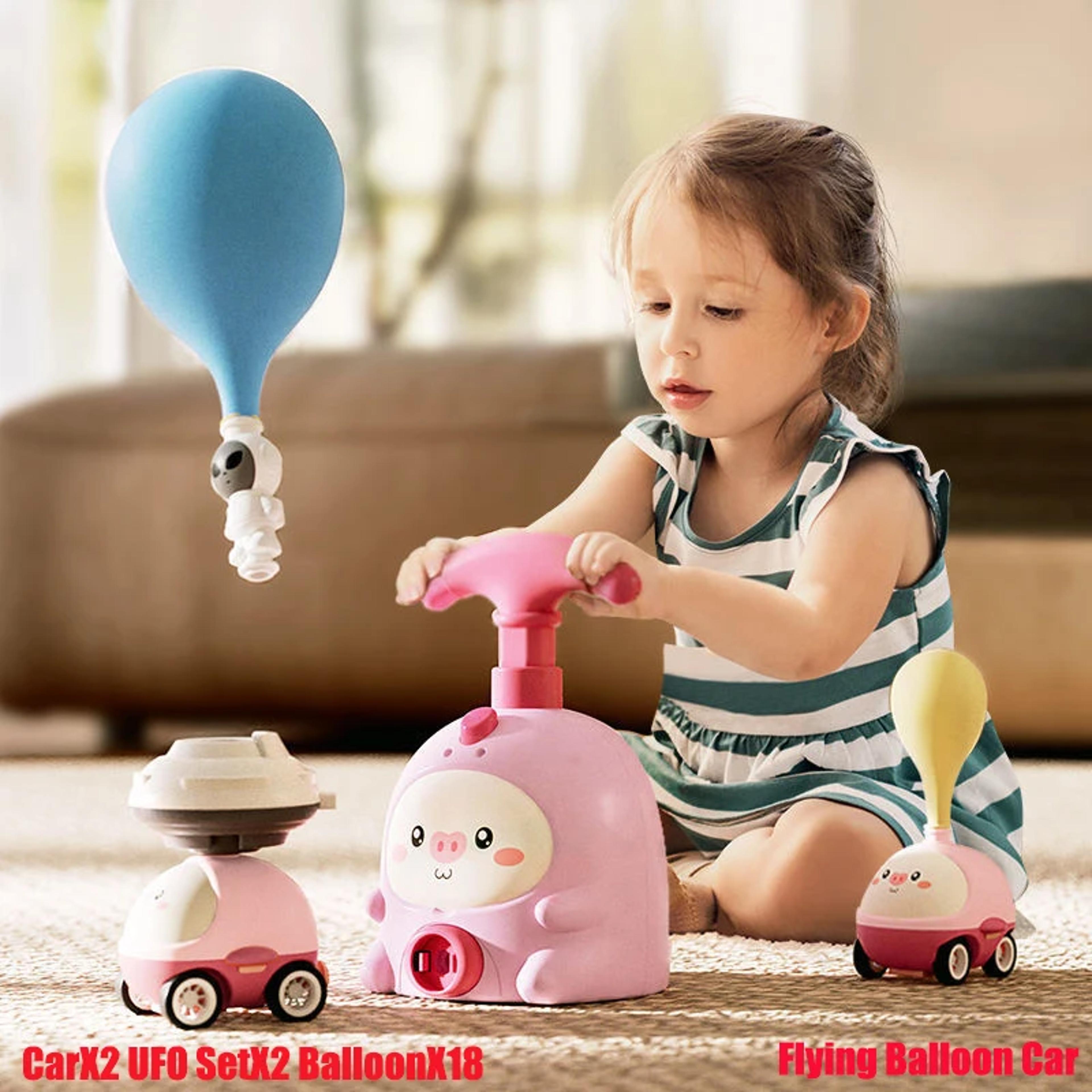 educational inertial air power balloon car tower, kids rocket balloon launcher toys for children