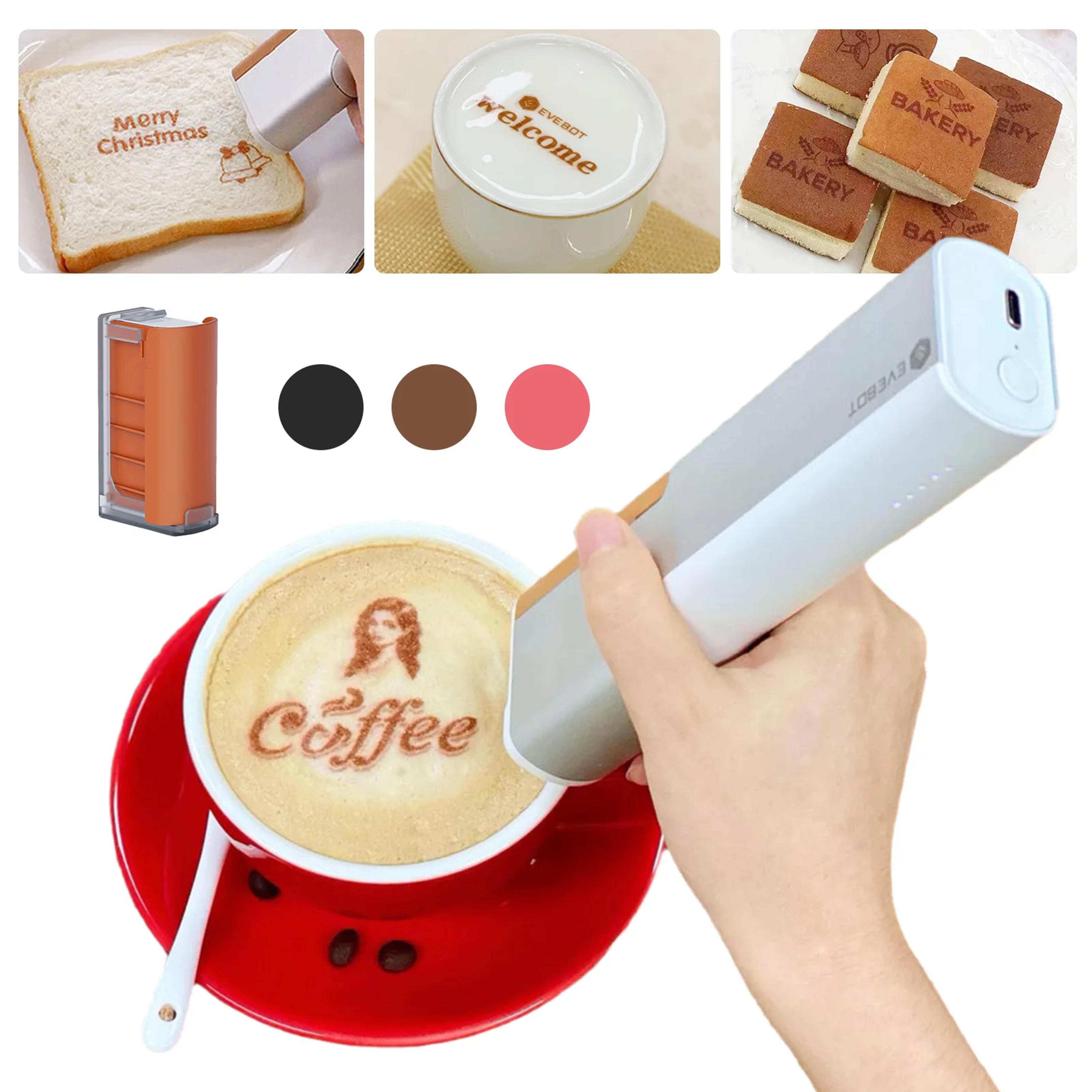 mini coffee latte art inkjet printpen, handheld food printer, portable diy patterns design, bt wireless for restaurants