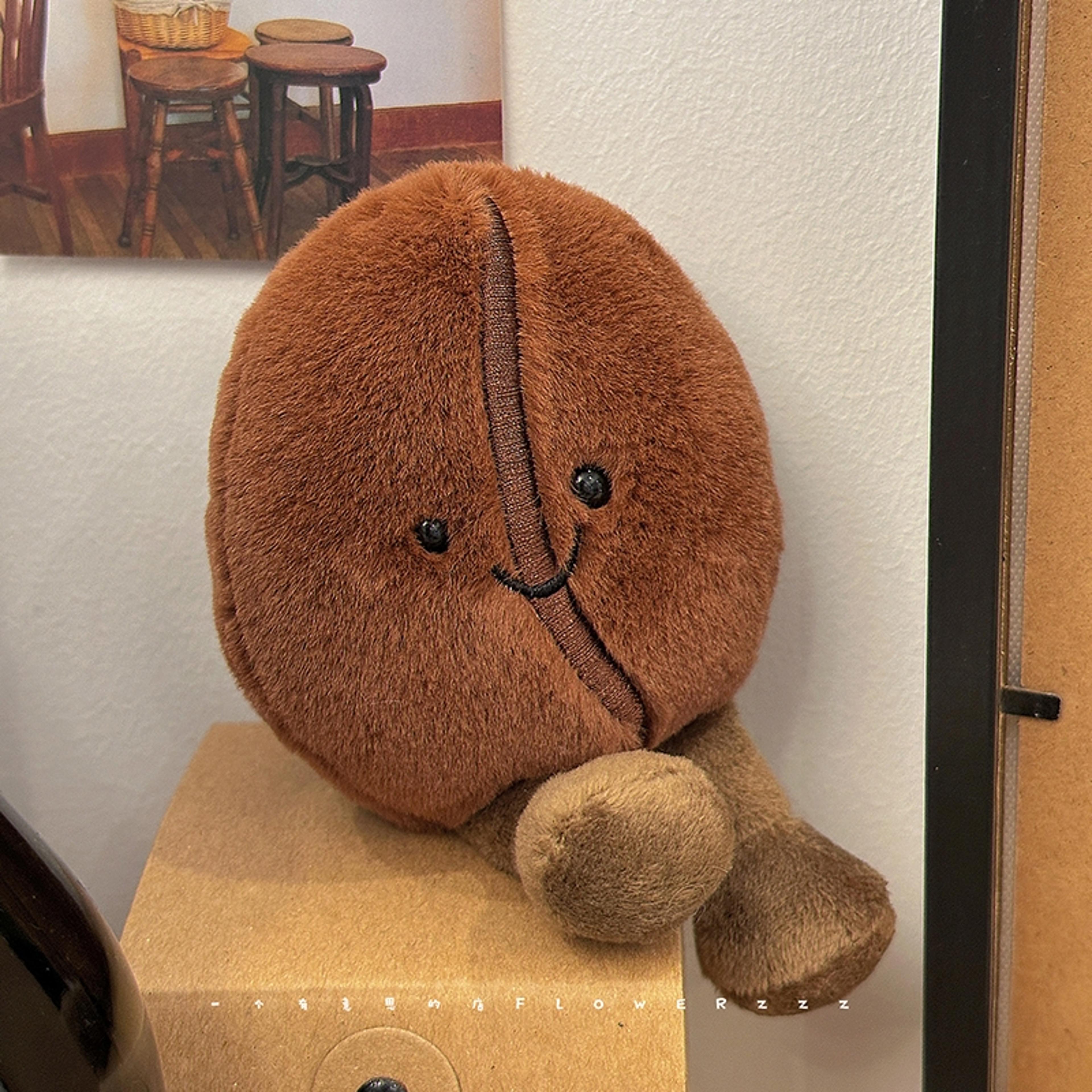 smiling coffee bean stuffed plush doll key chain soft food xmas gifts for girls