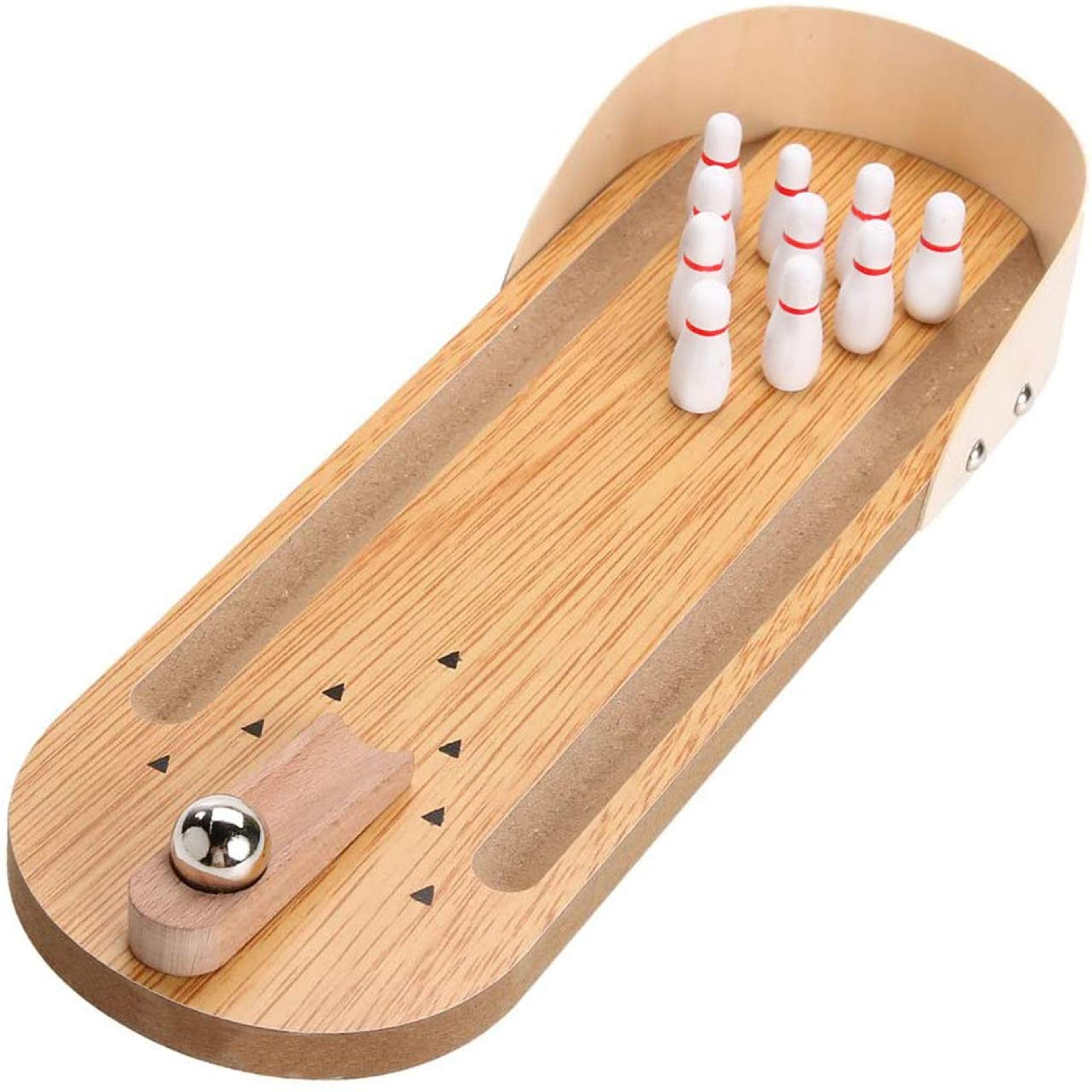 shooting arcade bowling game, wooden office desk toy, stress relief finger fun for all
