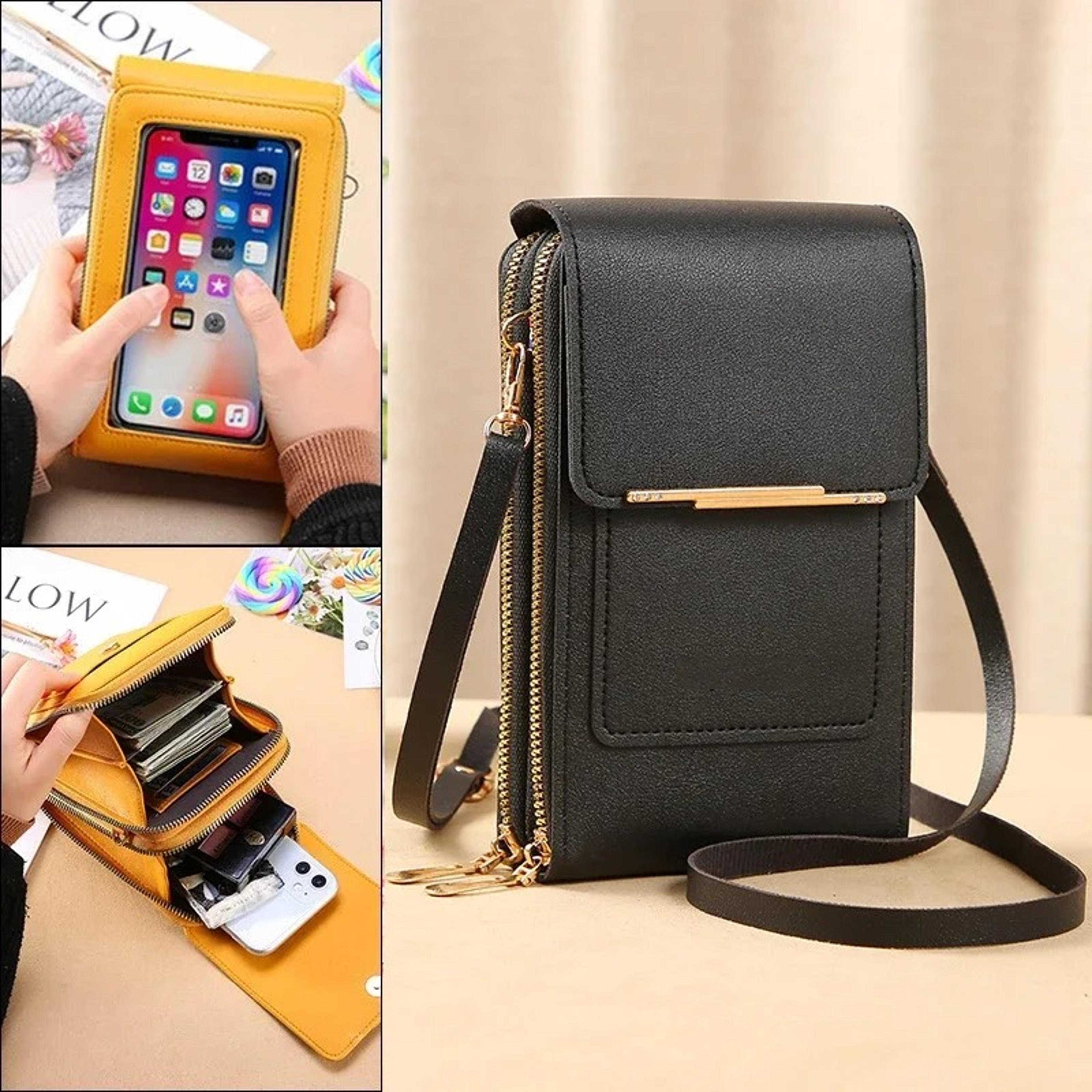 lock cell phone bag, crazy bag fashion touch screen crossbody shoulder bag for women, mobile phone card holder
