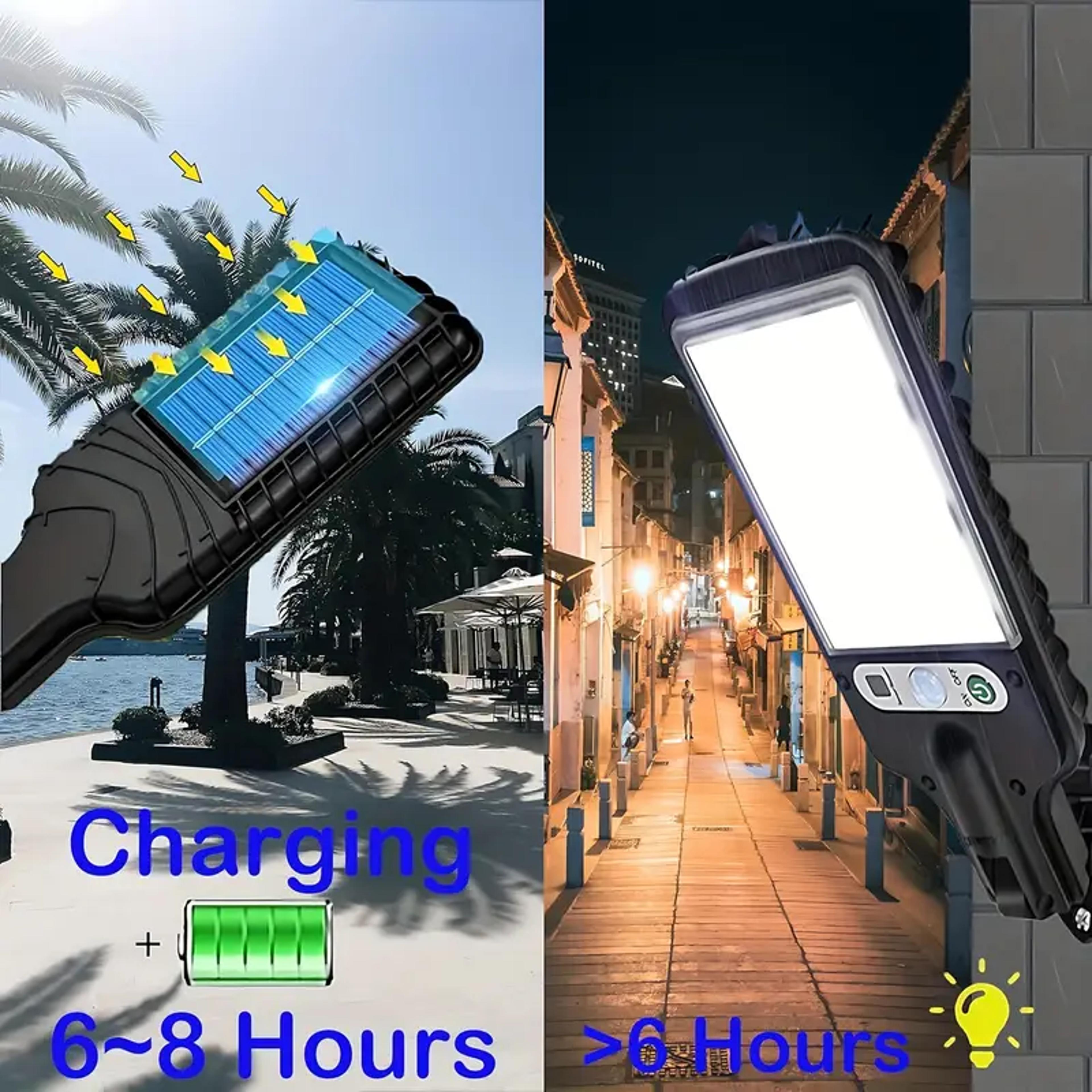 led security lights solar powered, sensor lights with lighting modes for patio, garden, garage