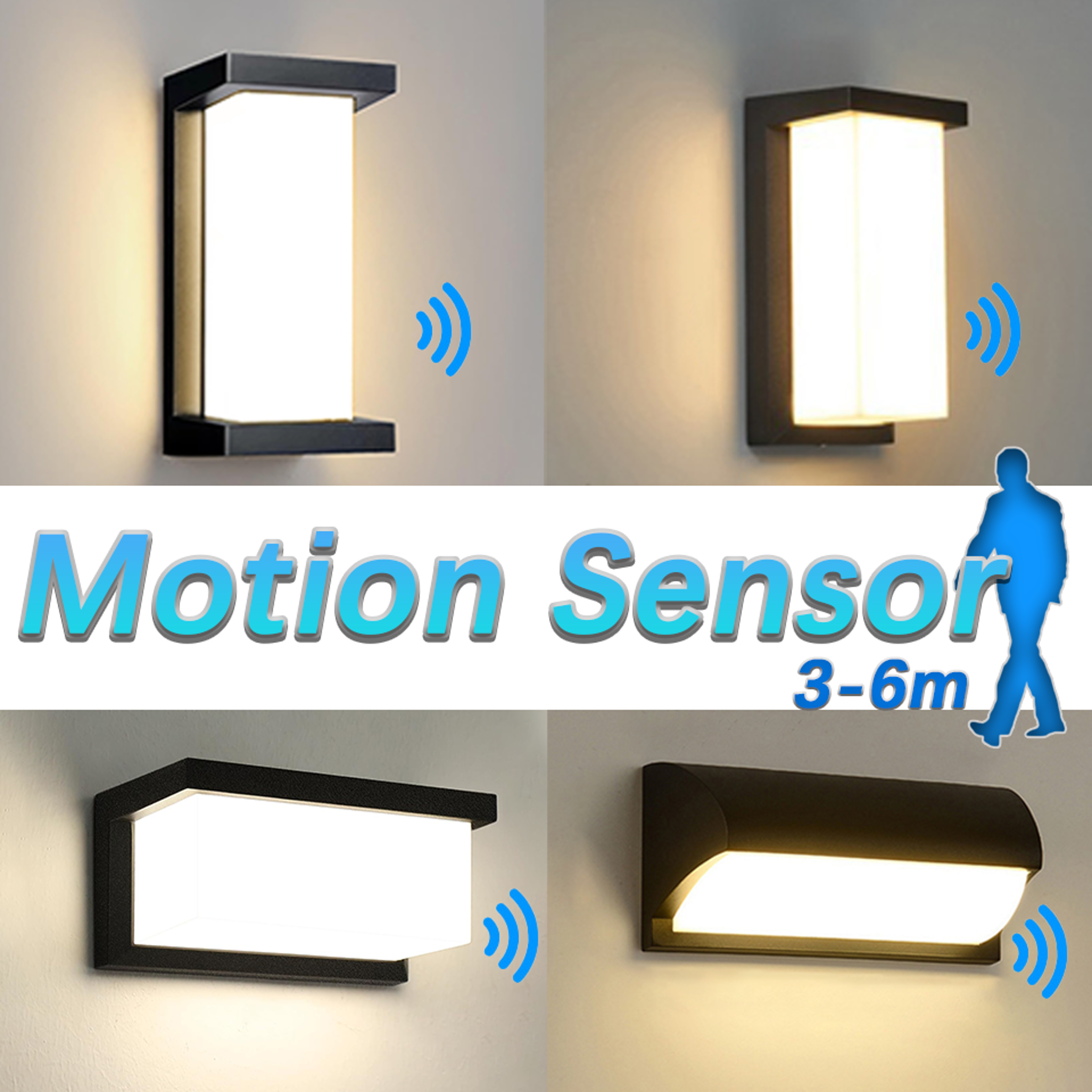 waterproof motion sensor wall lamp, led light for outside, garden, porch, stairs