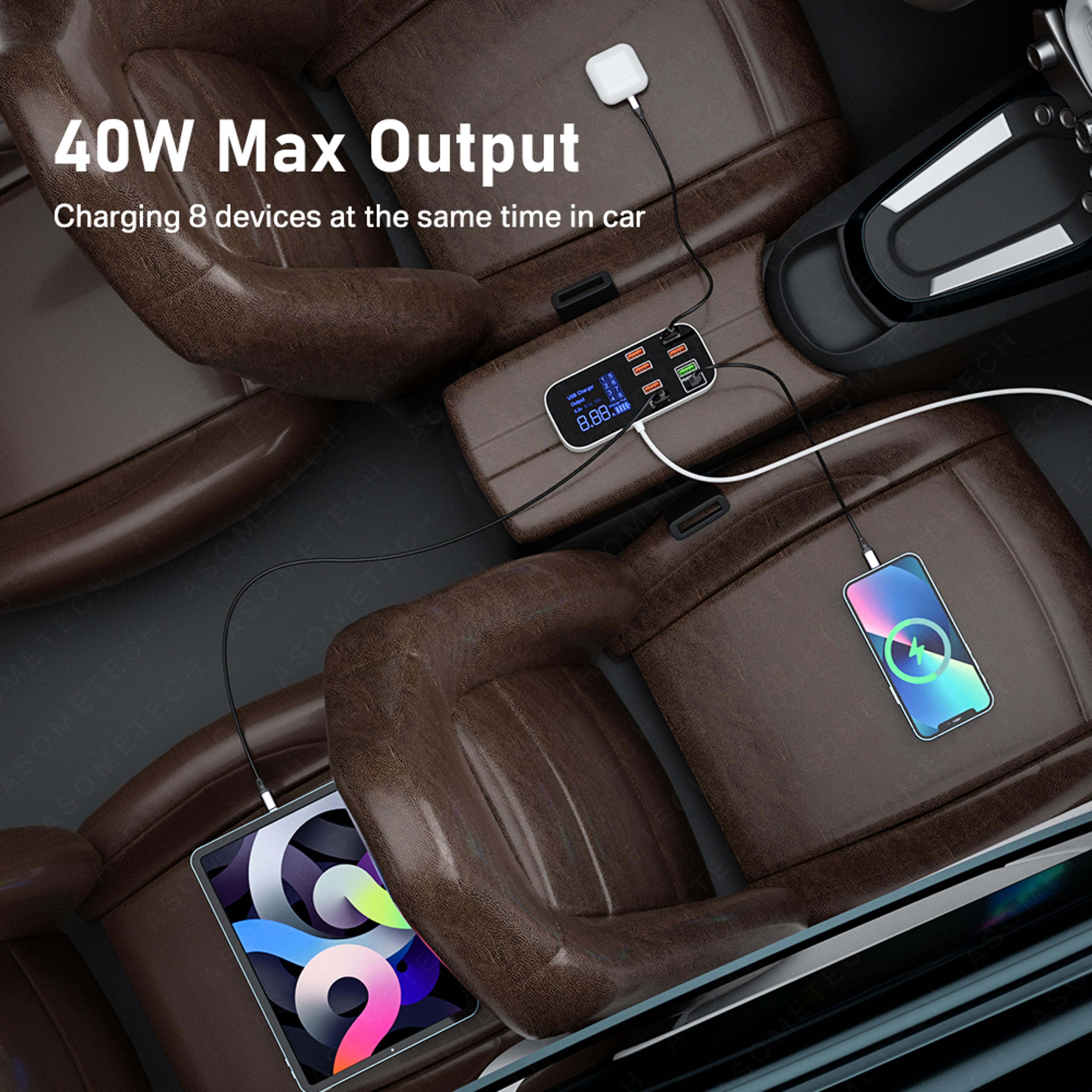 type c fast car phone charger, multi usb charger for android, iphone with led display