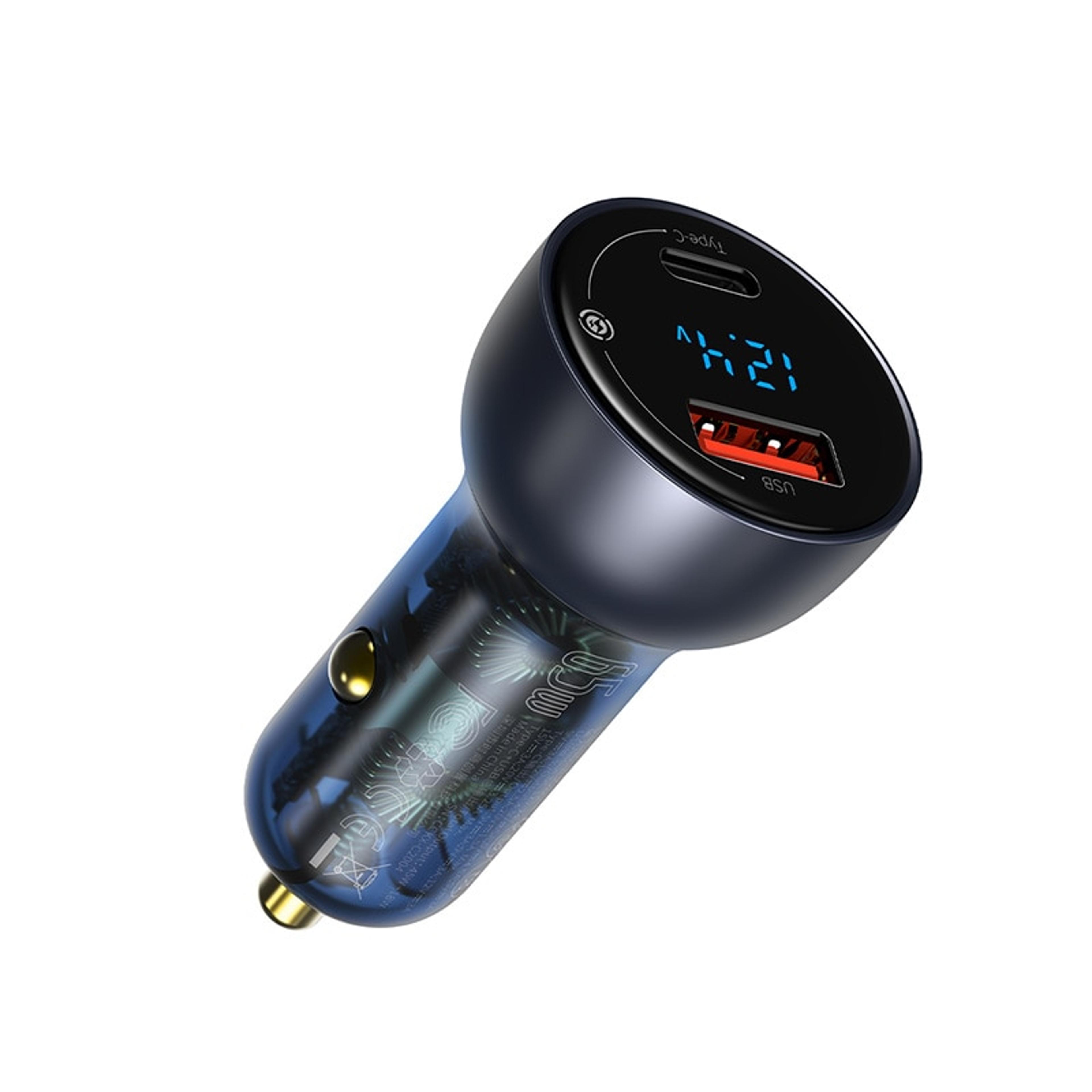 translucent car phone charger for iphone, charger usb type c dual port, pd qc fast charging for laptop