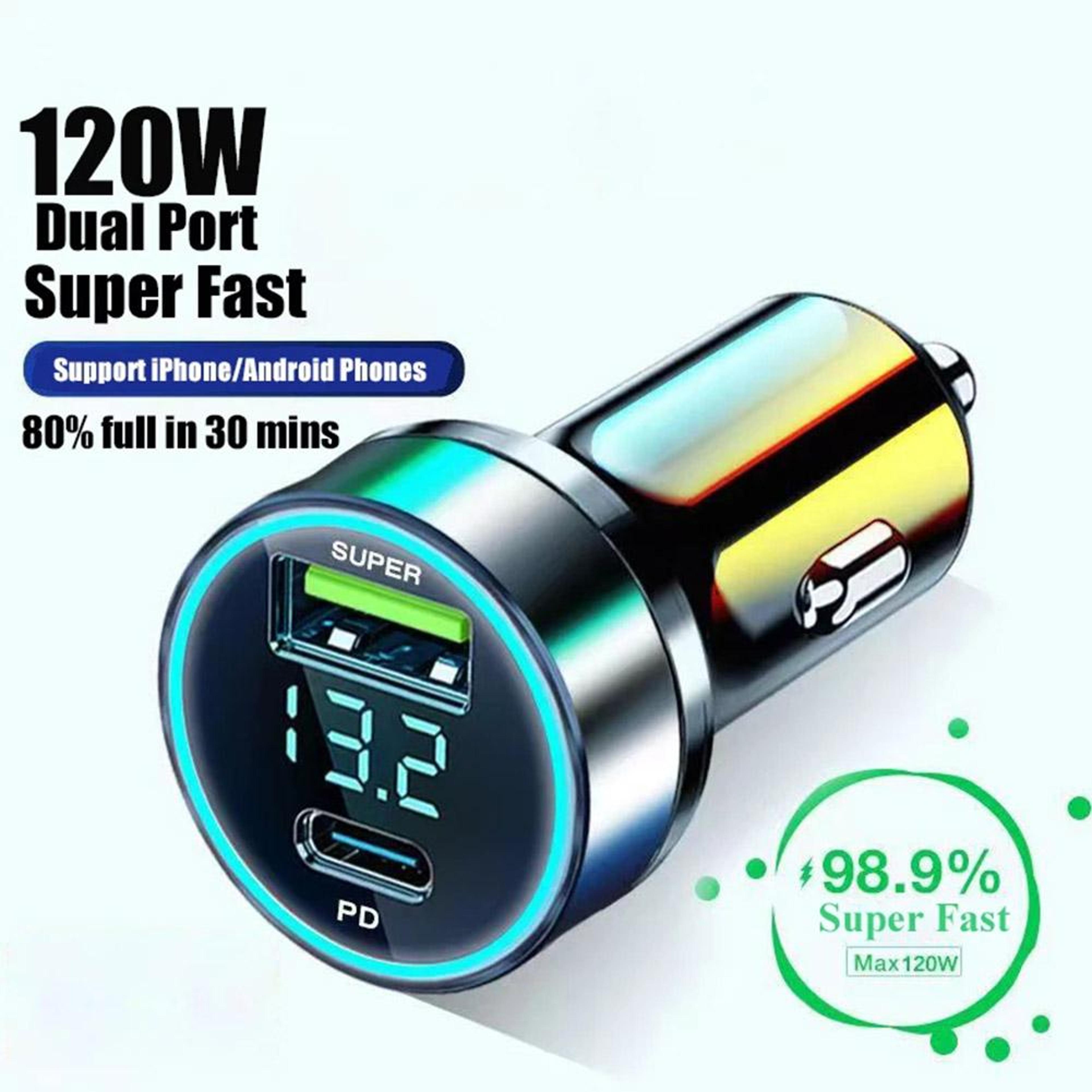 car phone charger portable mini, fast charger adapter for iphone samsung xiaomi, car charger dual ports type c