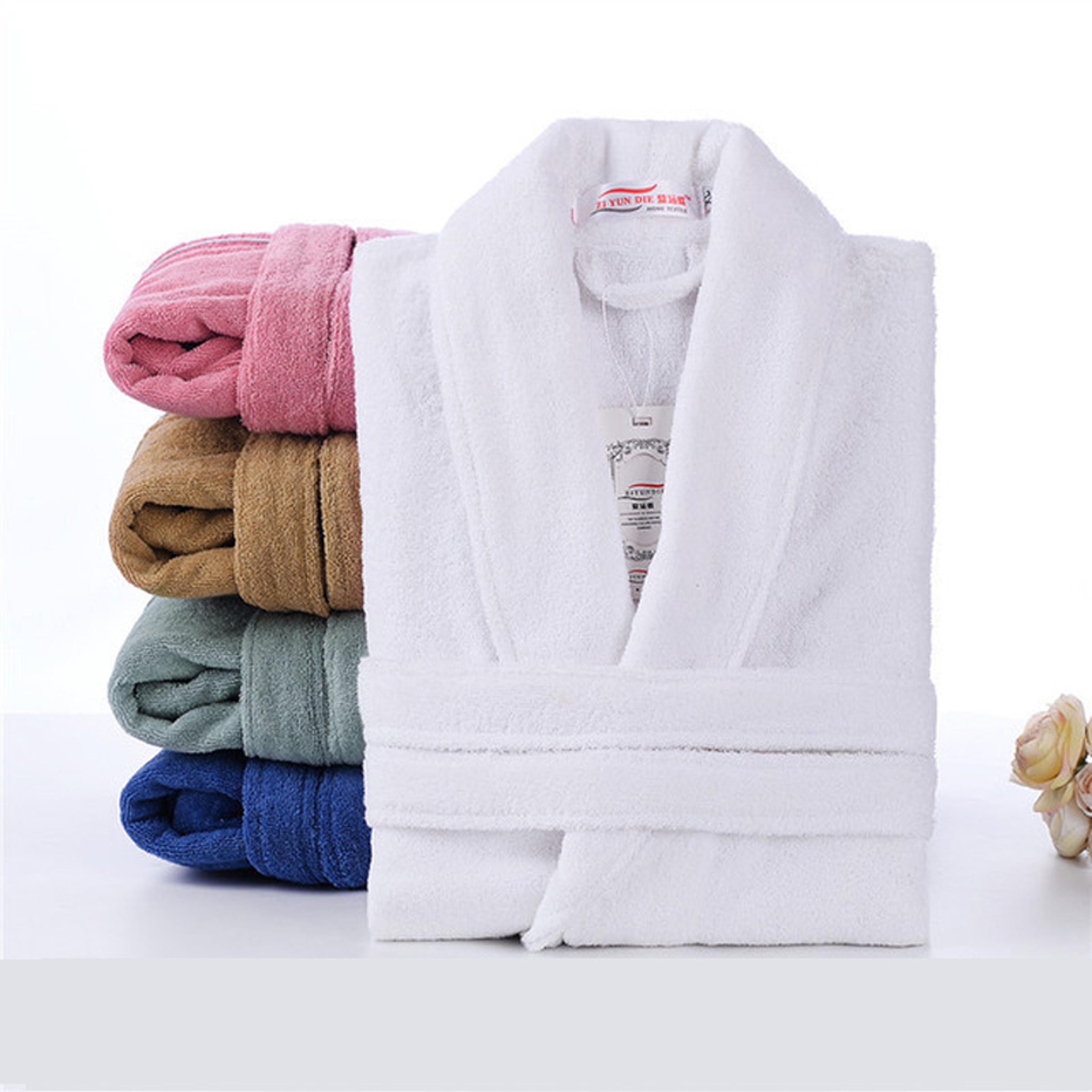 unisex cotton pink toweling terry robe, soft bath robe for men and women, casual nightrobe sleepwear