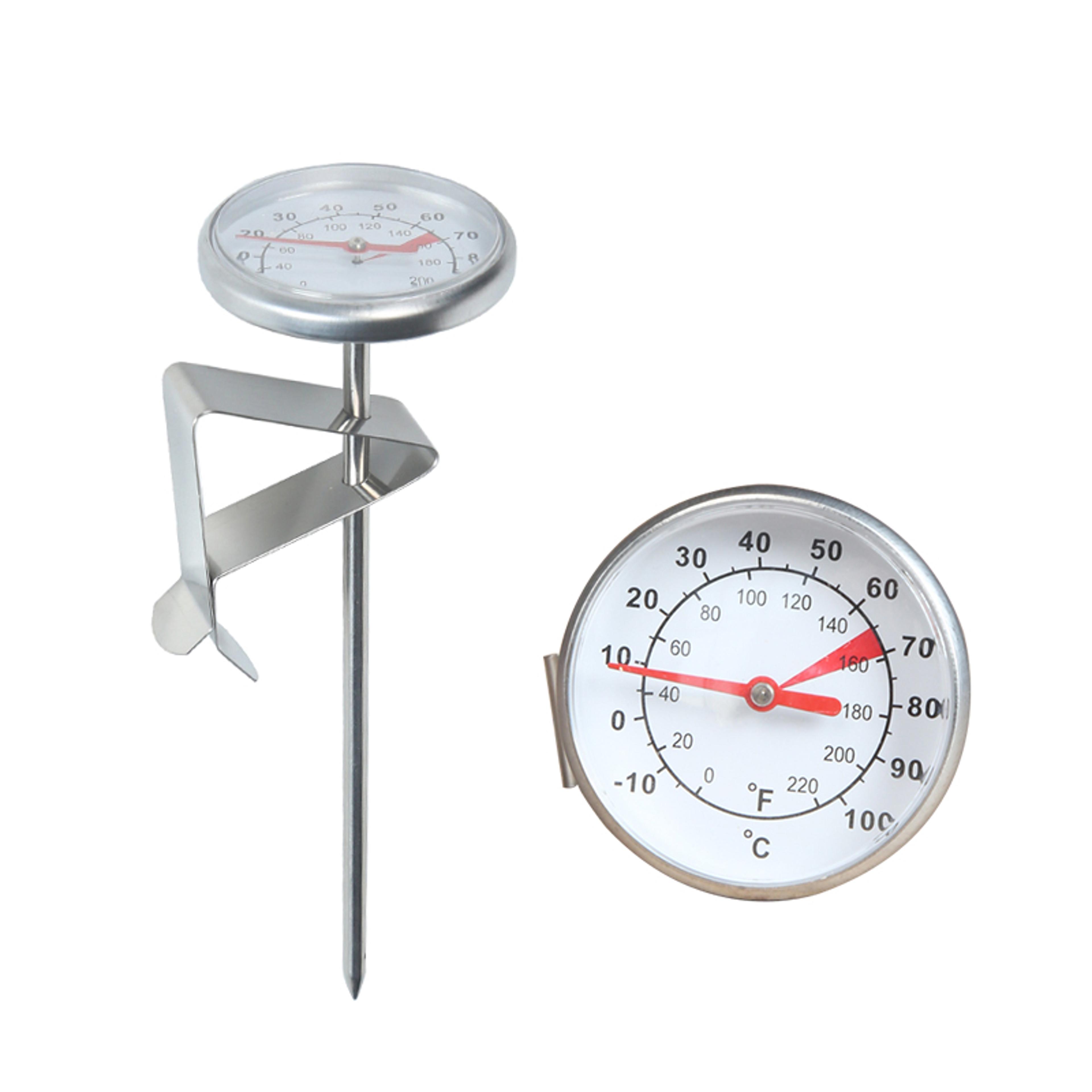 professional coffee pot thermometer, milk frothing jug, kitchen temperature measuring tool