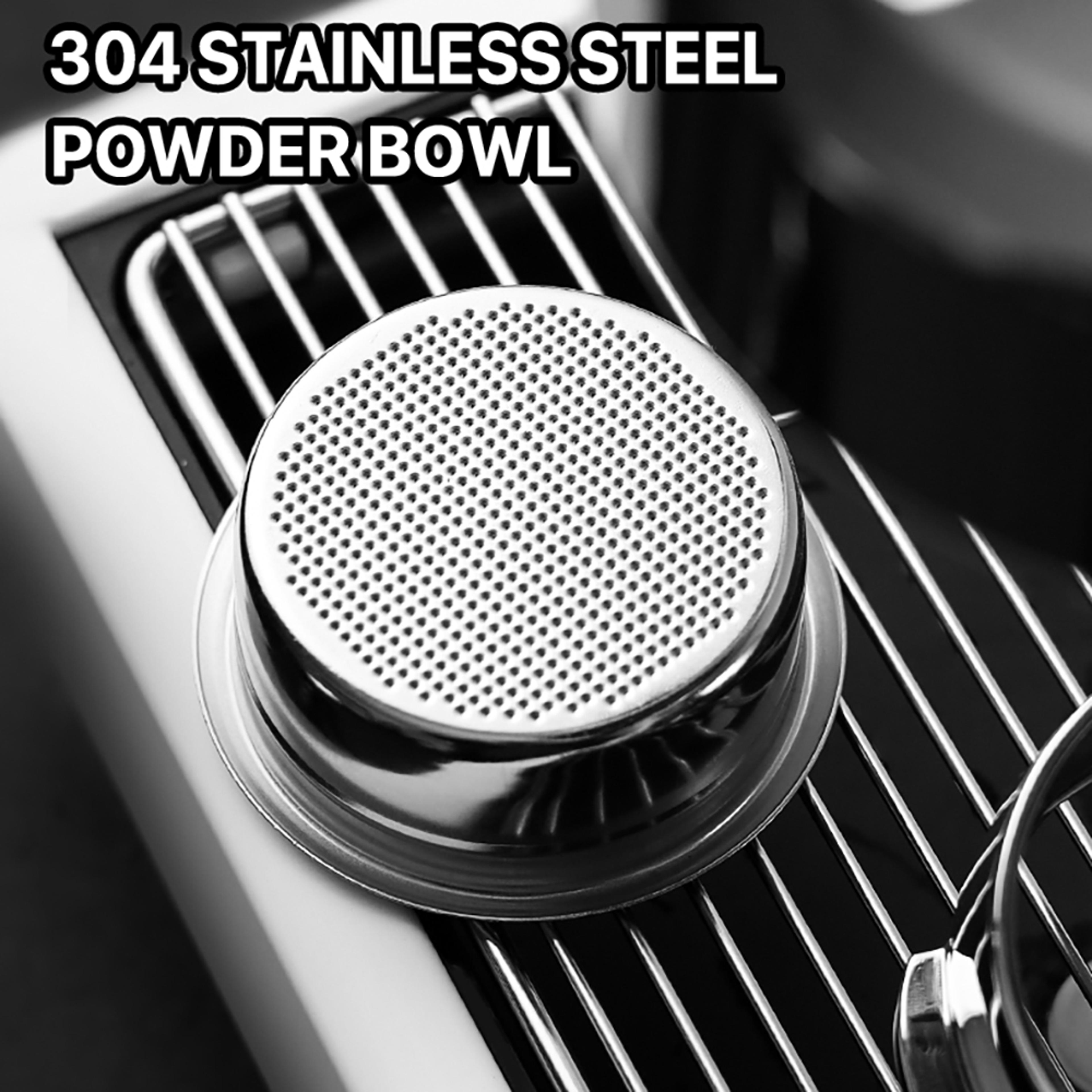 universal coffee powder bowl, stainless steel coffee filter basket, bottomless coffee bowl with handle