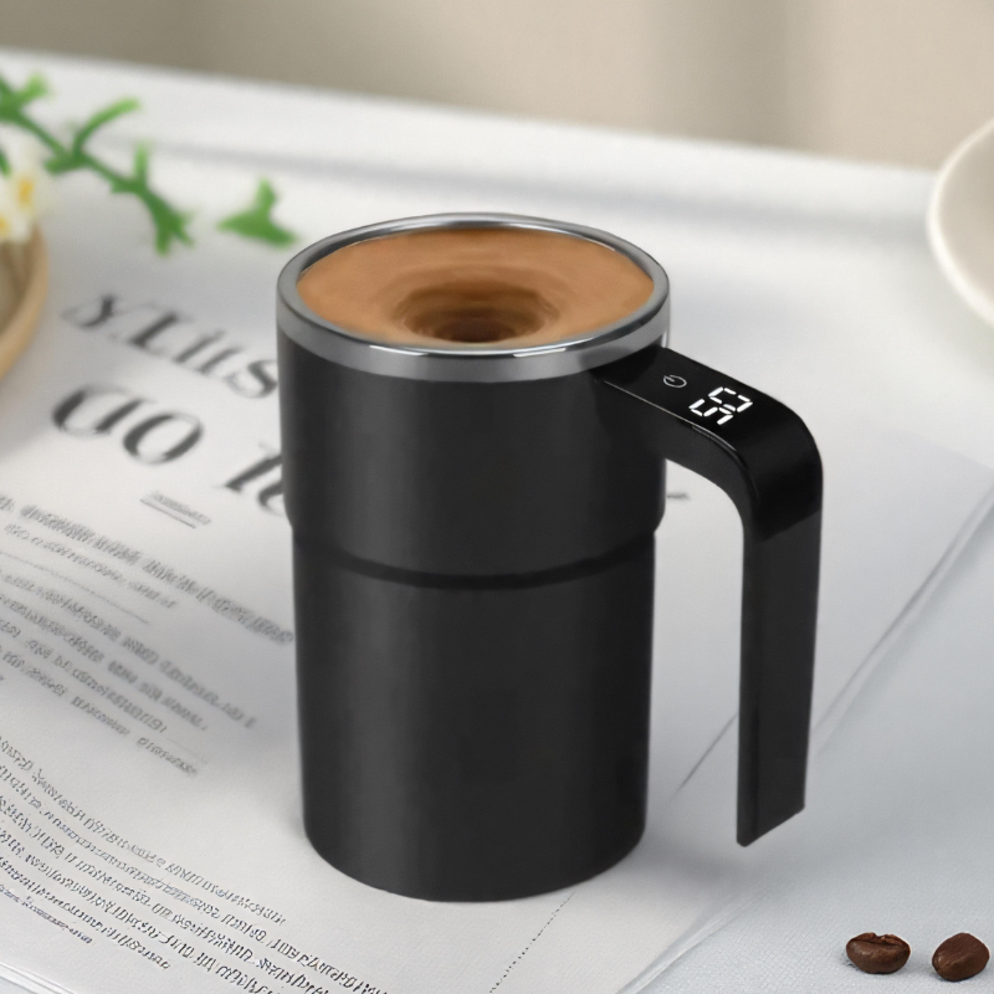 usb rechargeable thermal cup, stirring magnetic mug with lcd screen, reusable coffee accessories for home office