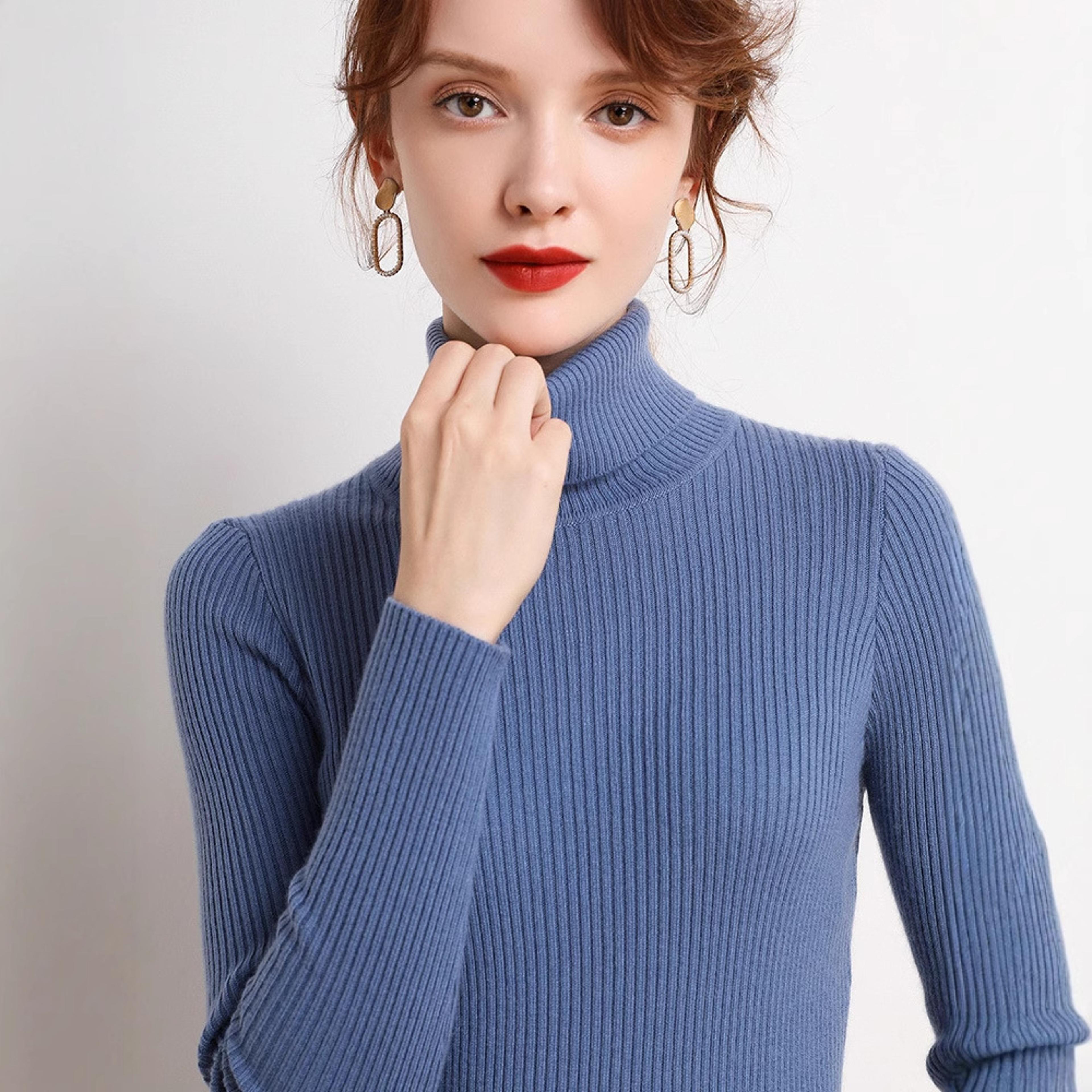 new autumn and winter korean high neck sweater, slim fit women's knitted pullover