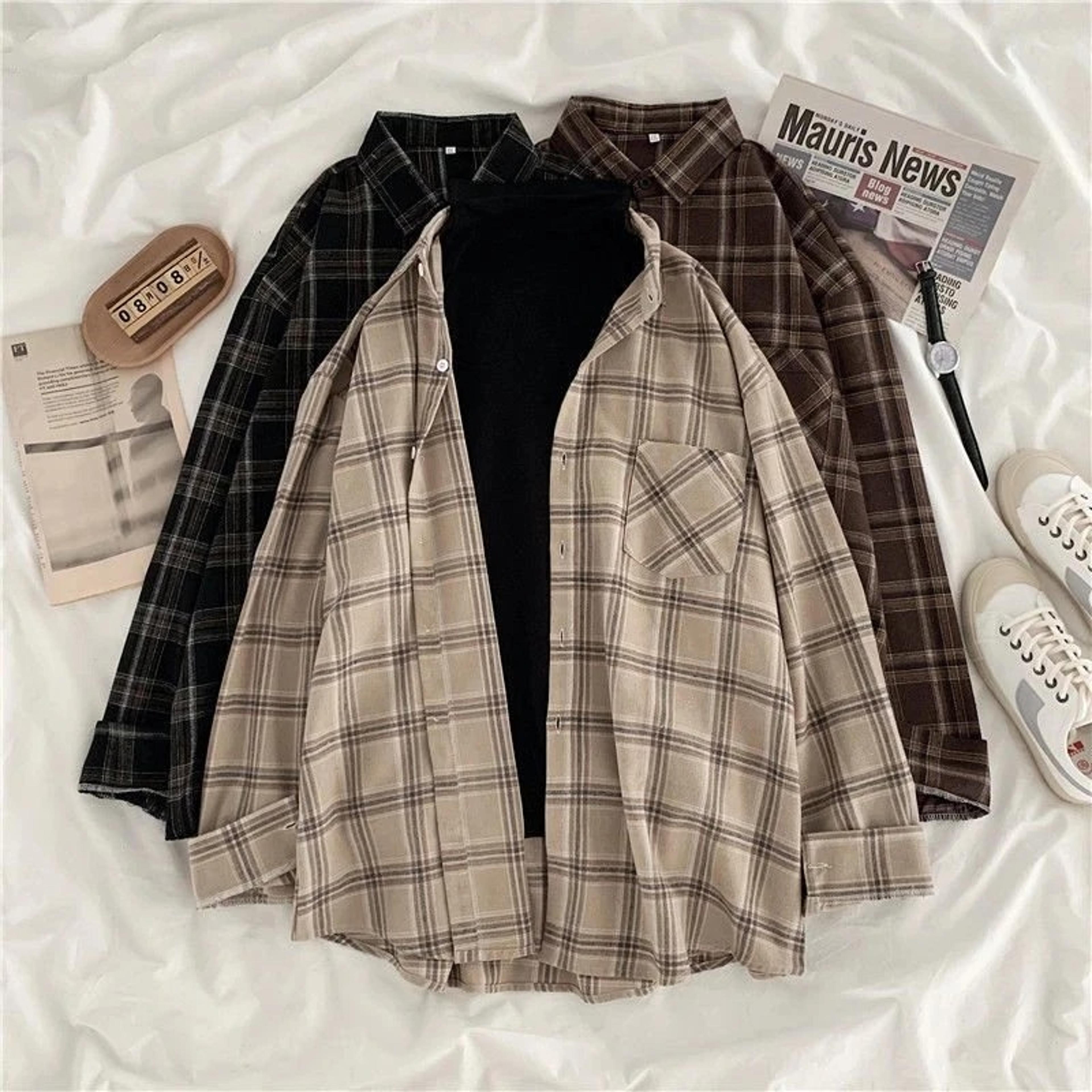 korean fashion casual women autumn long sleeve oversize shirt, fall outwear tops blusas mujer