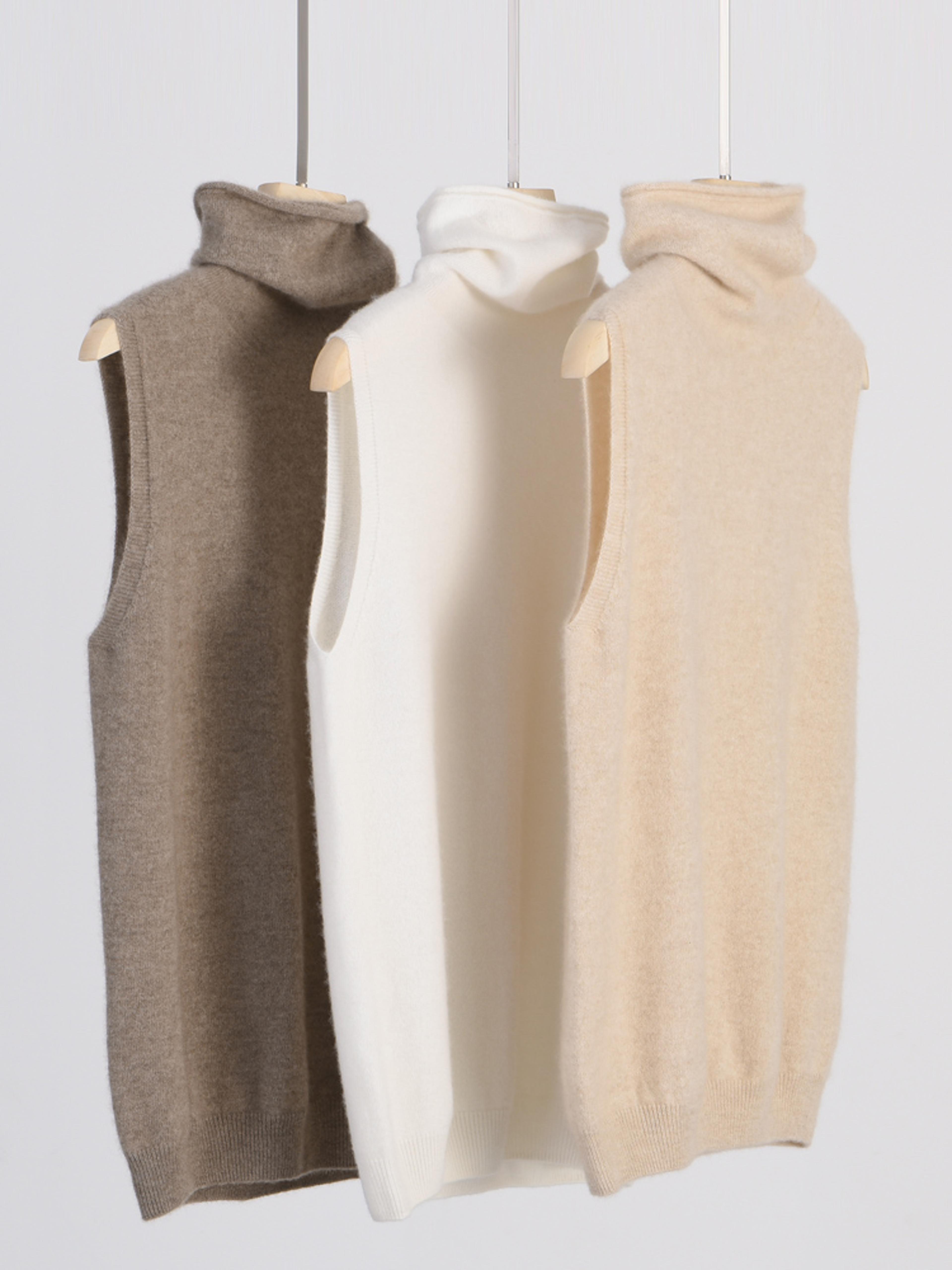 wool knitwear sleeveless pullovers turtleneck sweater, fashion waistcoat vest tops for spring autumn winter