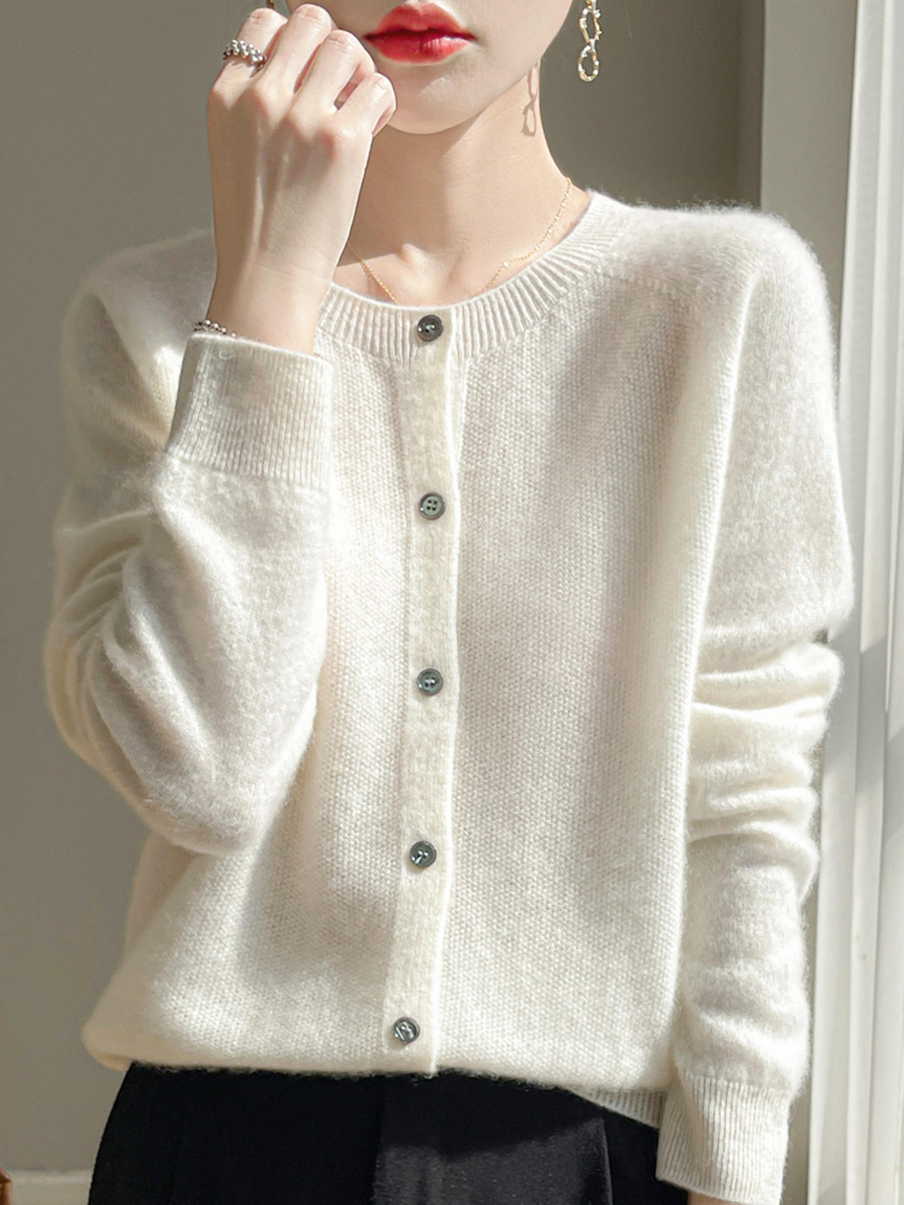 korean style wool cardigan, soft o-neck cashmere sweater, ol buttoned knitwear, casual top clothing