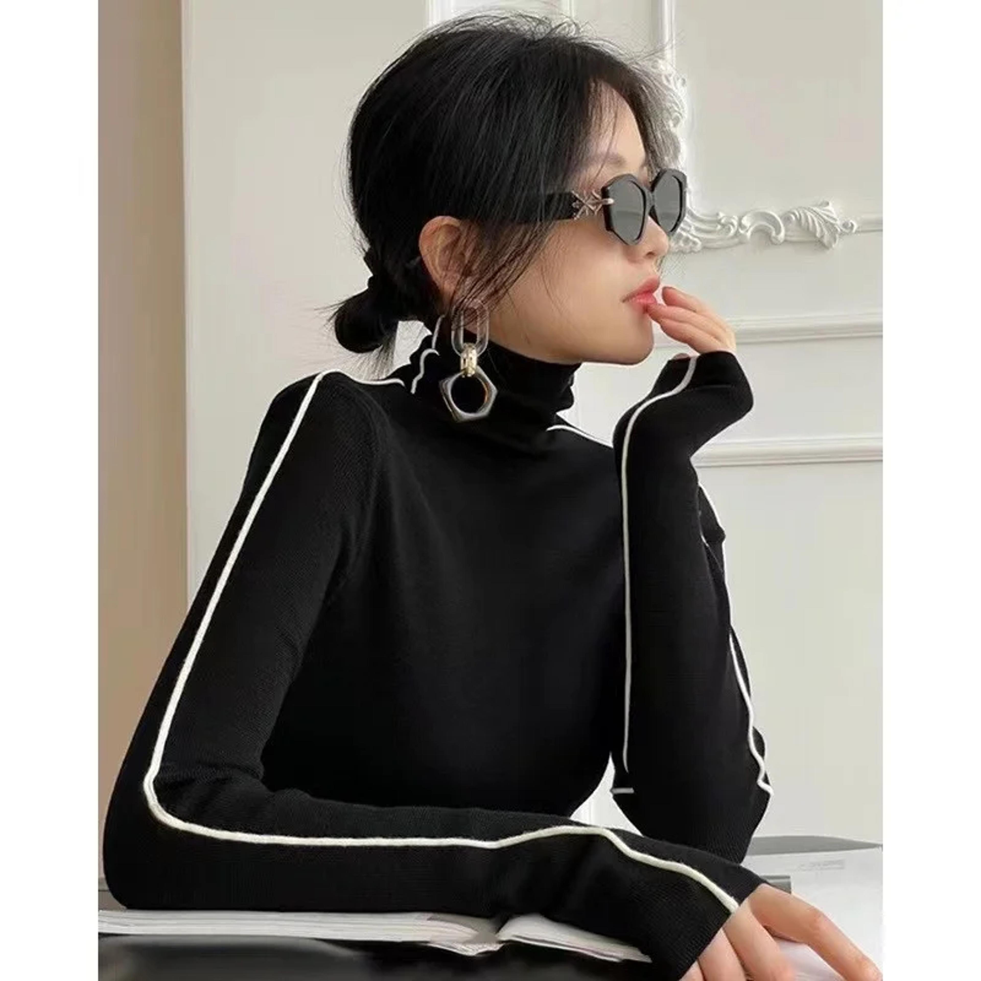 trendy color blocking sweater women autumn winter slim fit female long sleeved tops