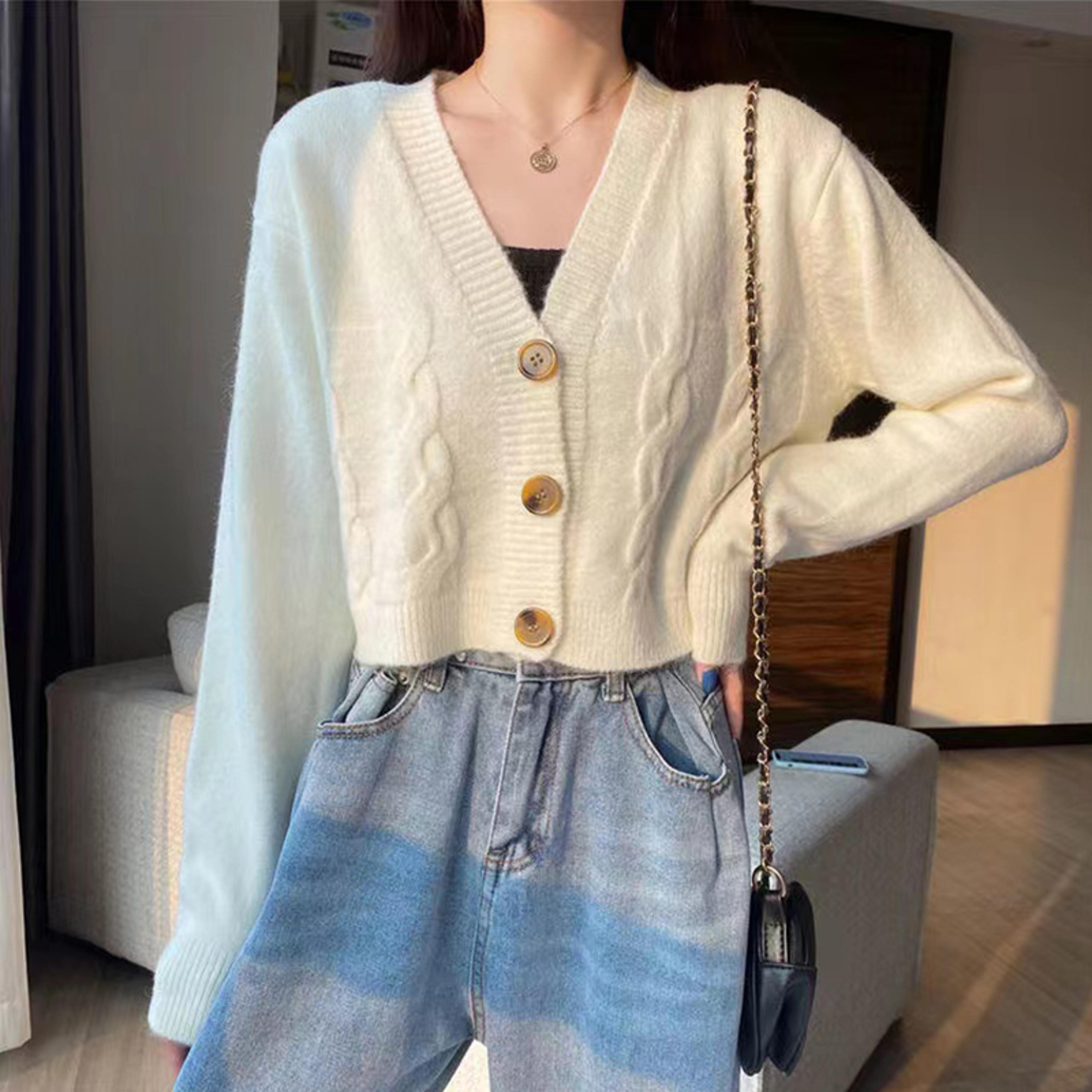 long sleeve twist knitted sweater cardigan women coats autumn winter warm korean fashion jacket
