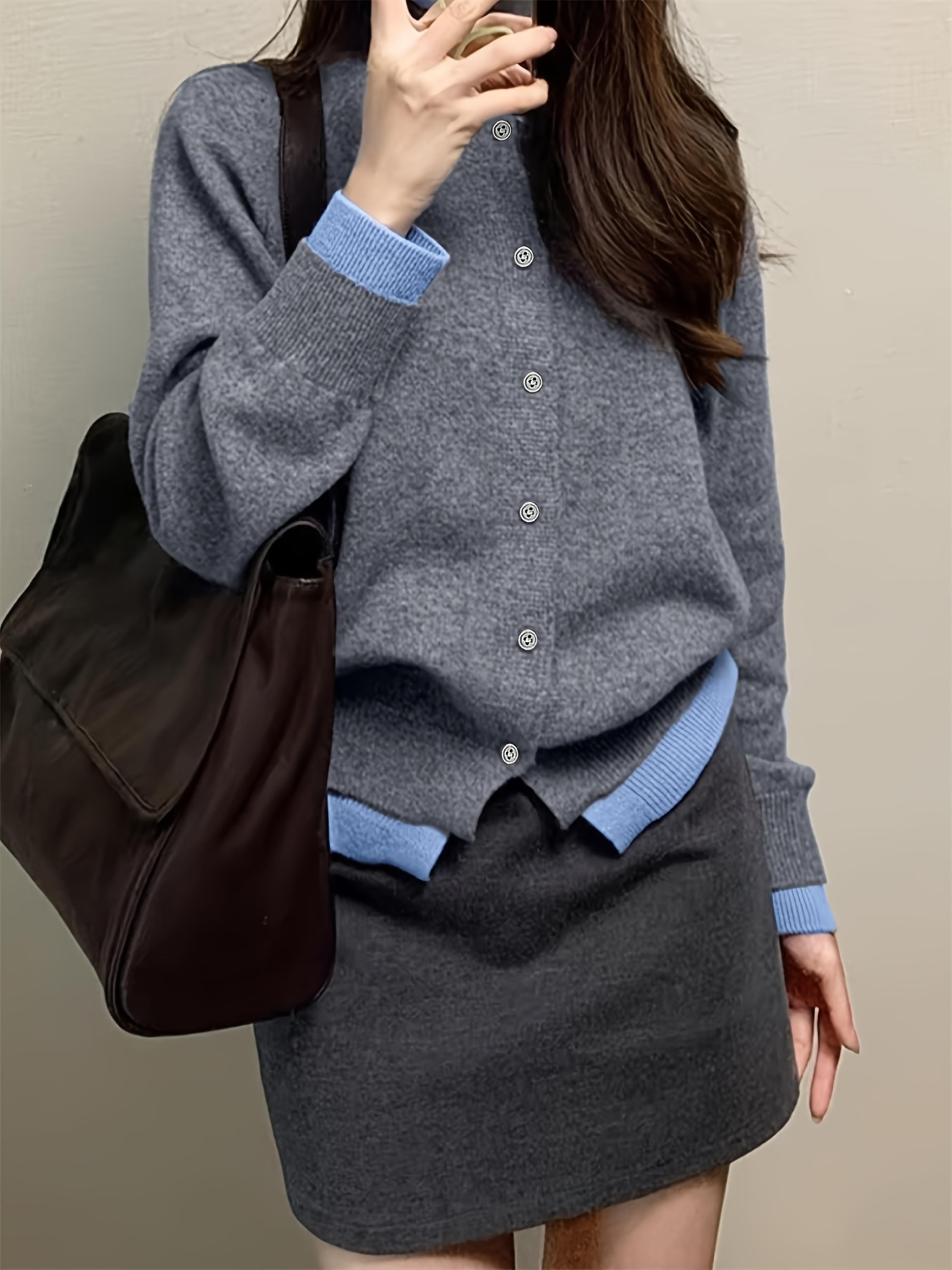 gray soft knitted sweater top, autumn and winter new fashion woman sweater, casual and versatile button-up cardigan jack