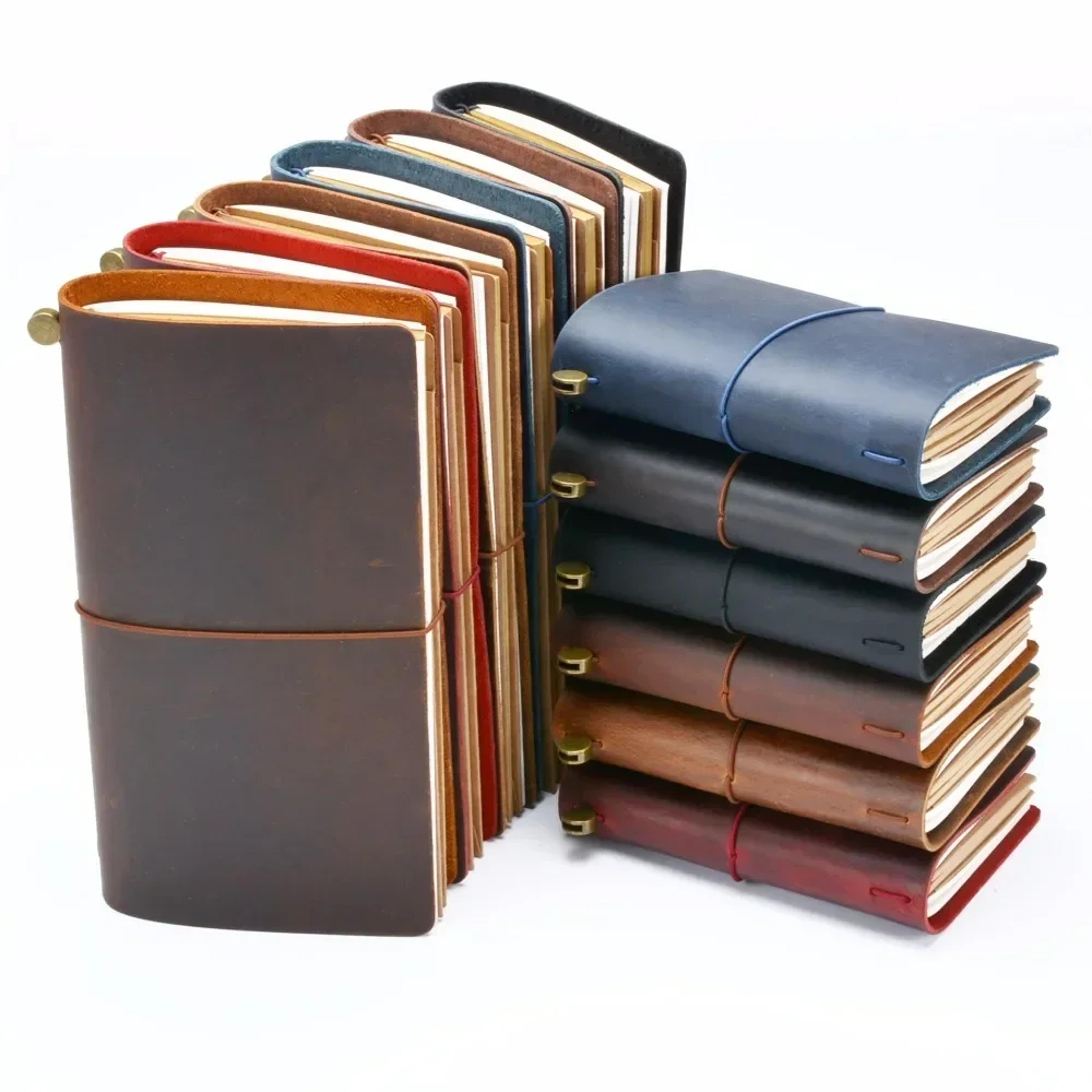 vintage cowhide genuine leather travel notebook cover, handmade journal planner