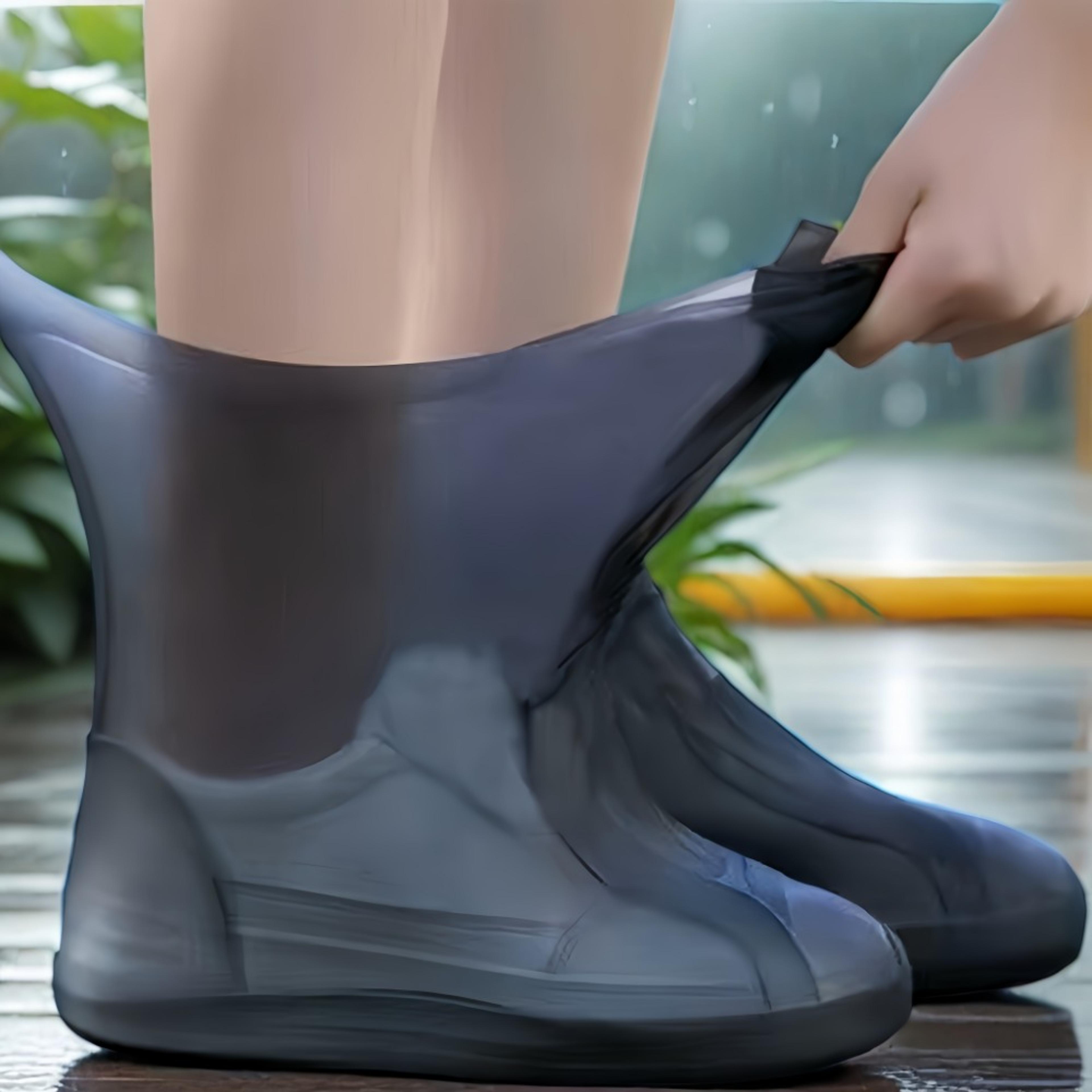 reusable waterproof silicone shoe covers, non-slip rubber rain boots for wet weather