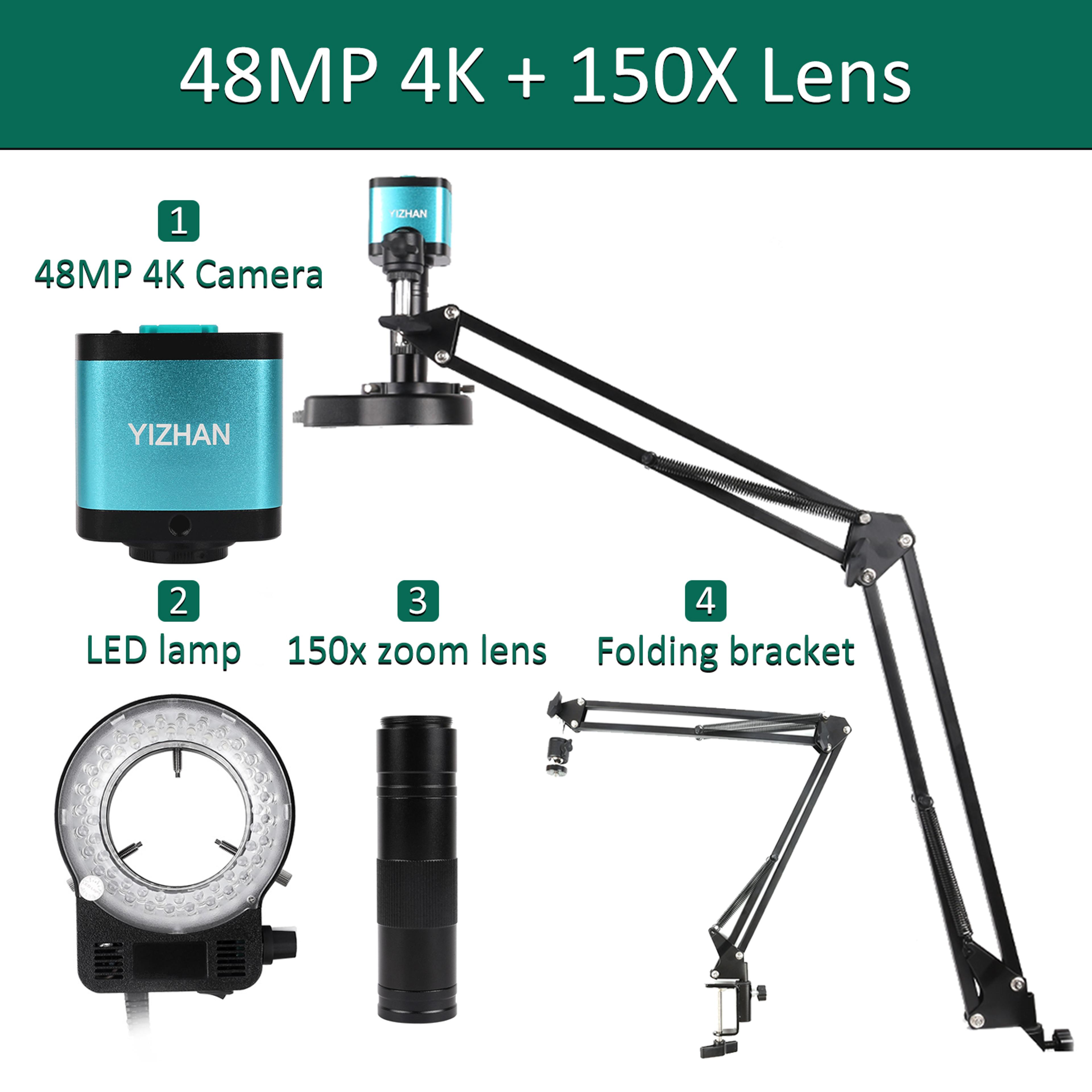 phone pcb soldering microscope camera, led light lens, foldable bracket for precise viewing