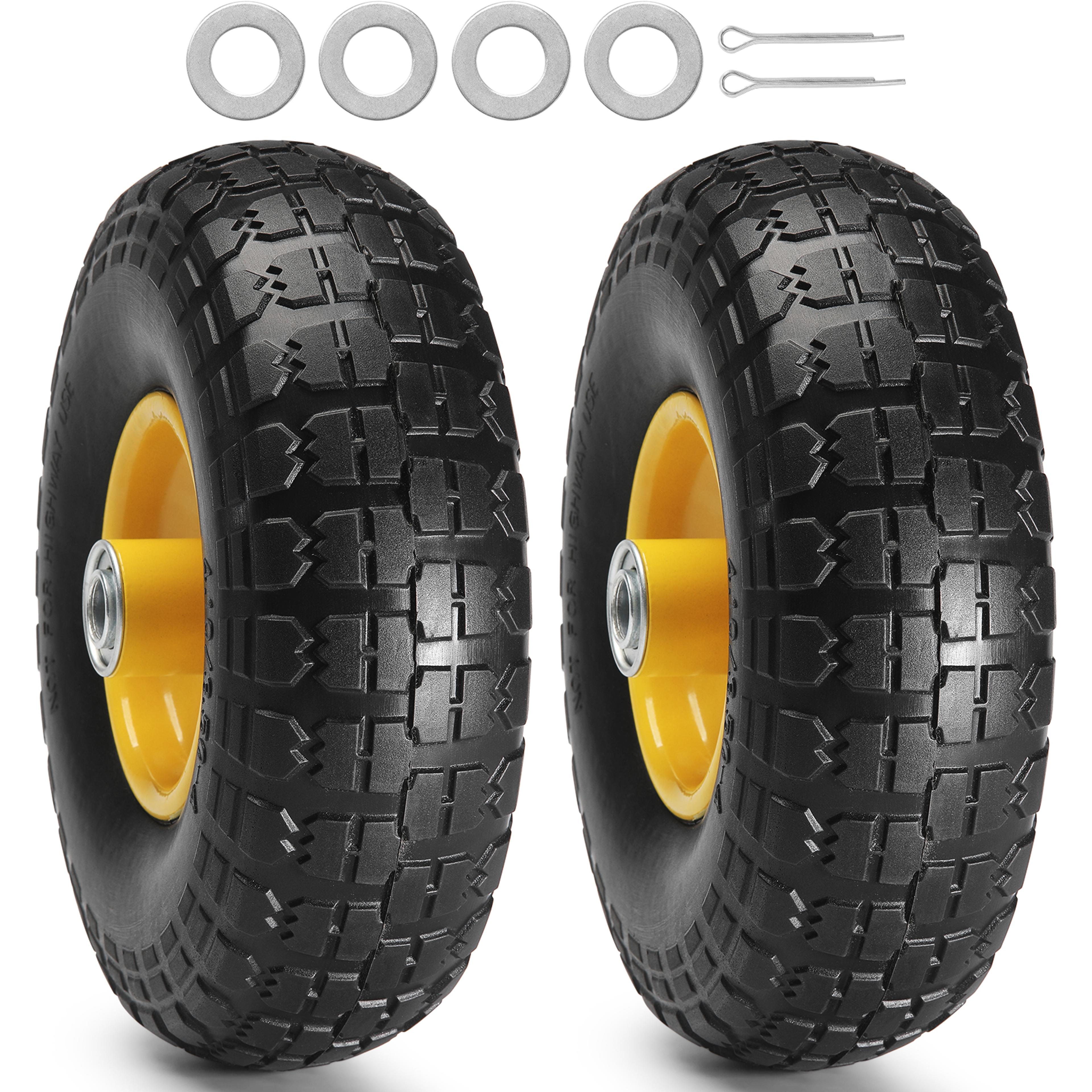 flat free tubeless tires & wheels for dollies, garden trailers, and carts