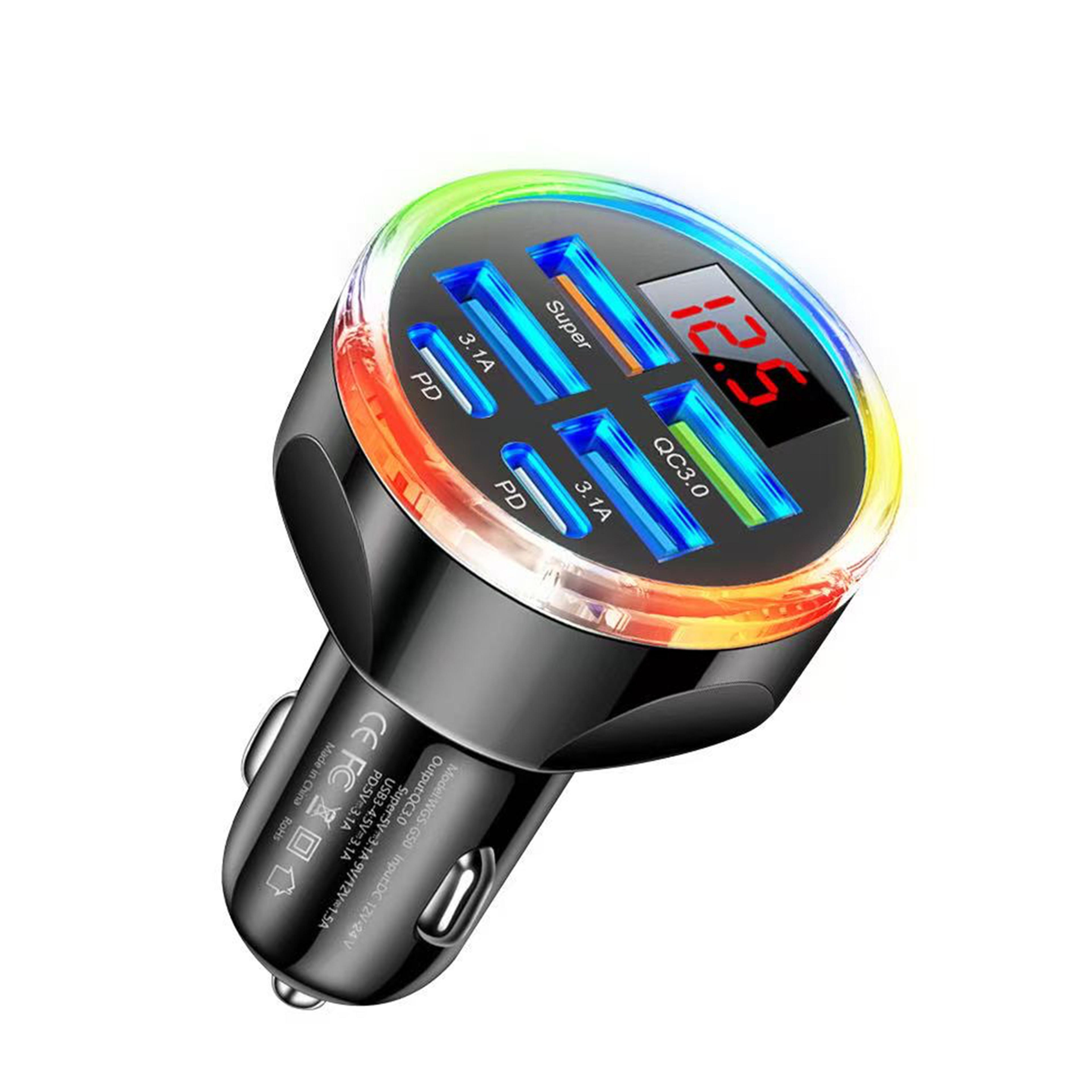 colorful light pps super fast charger, charger adapter with voltage display, fast charge with built in volt meter