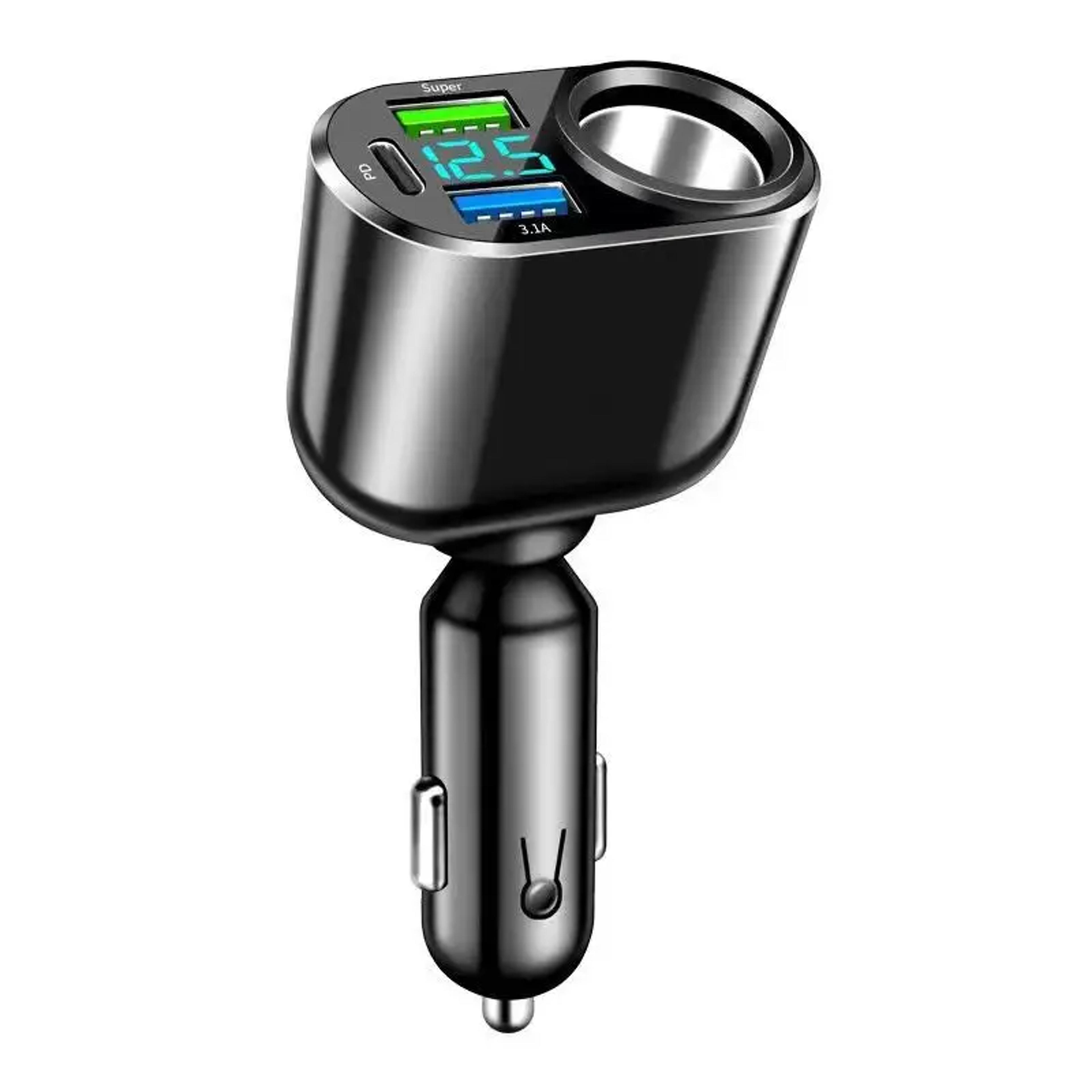 extend port super pd fast charge, phone charger adapter with voltage display for iphone, samsung