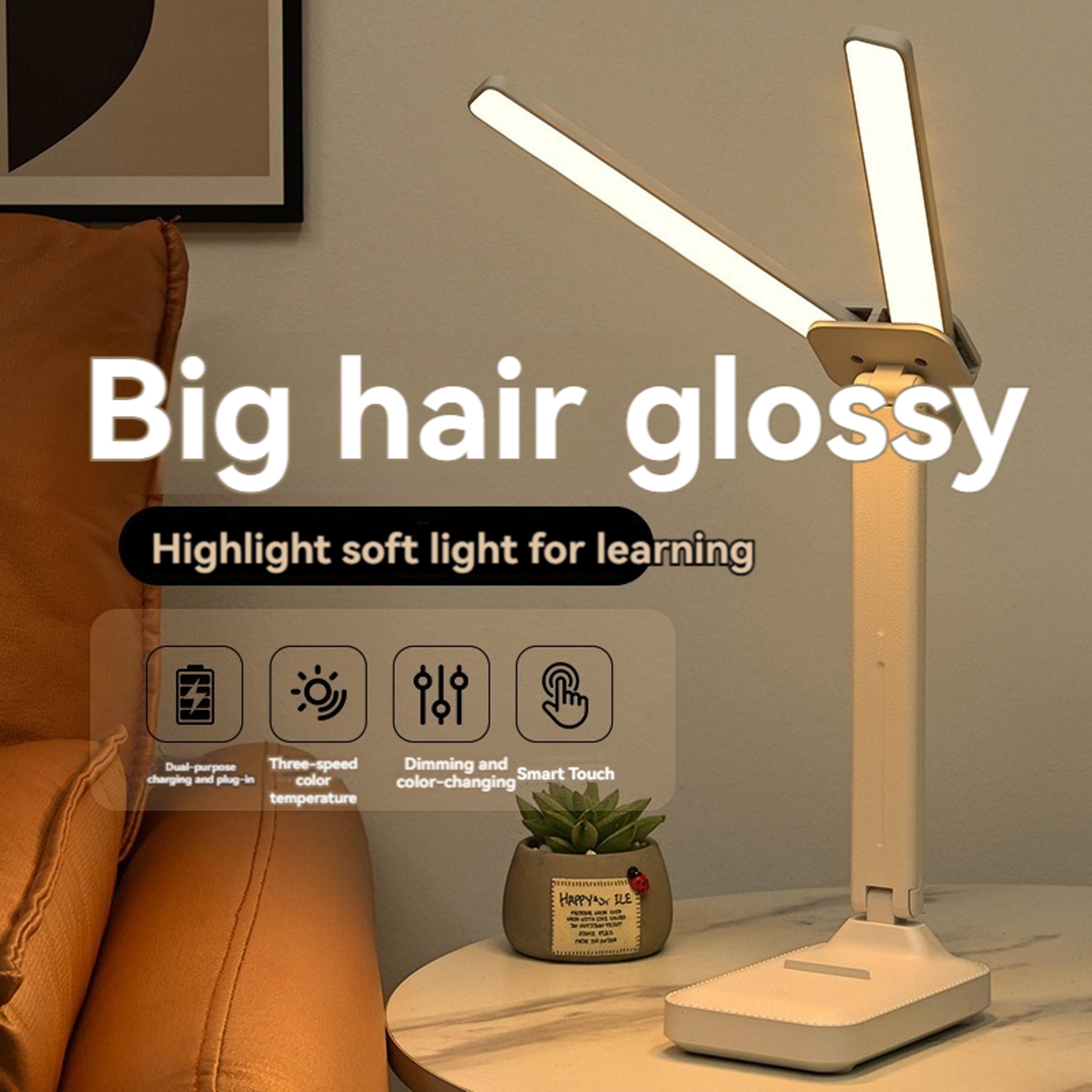 foldable dual head led desk lamp, night light with rechargeable usb battery for bedroom and study
