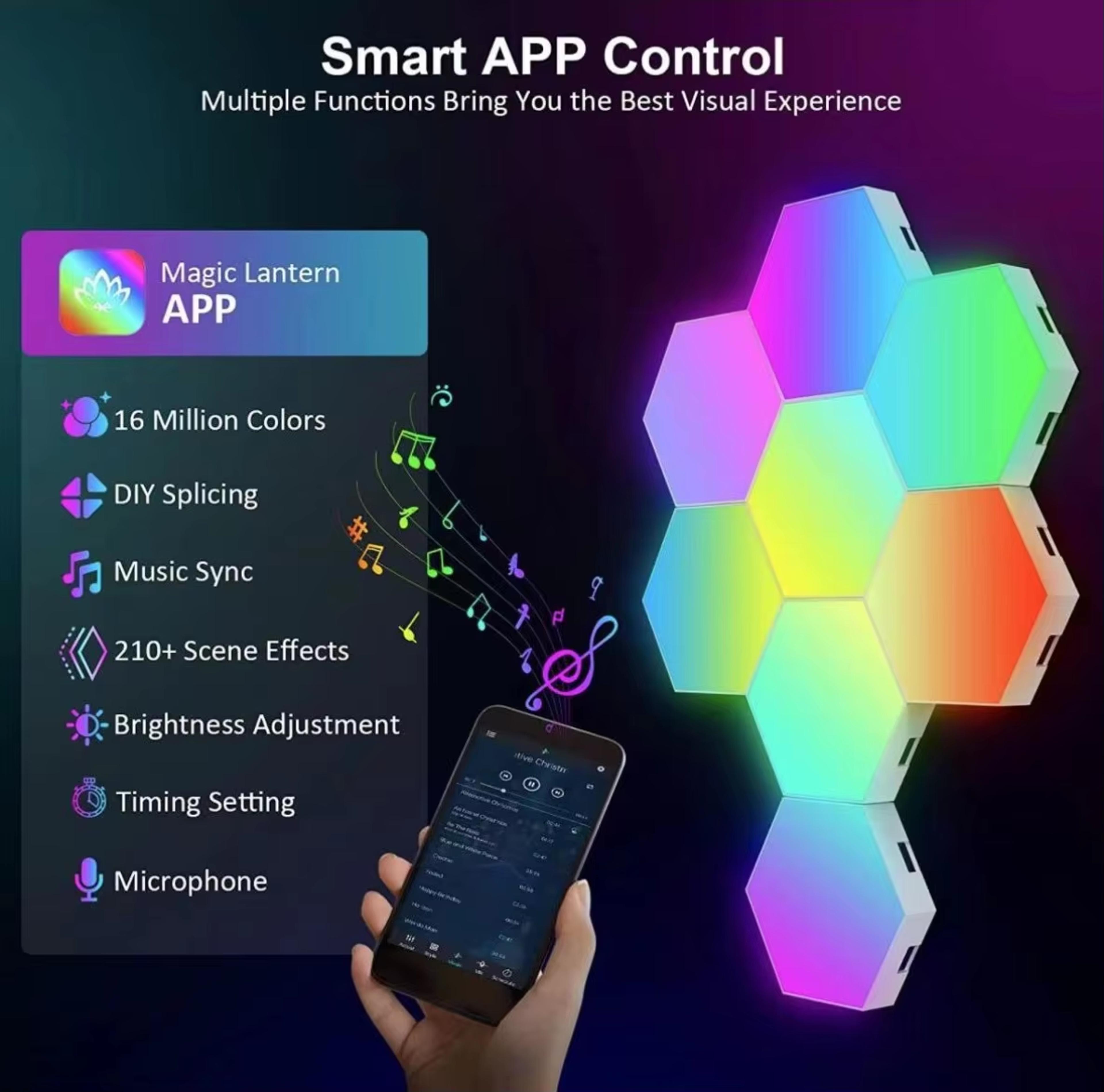 music rhythm wall lamp, color-changing ambient night light, dyi shape, app control for bedroom, game room