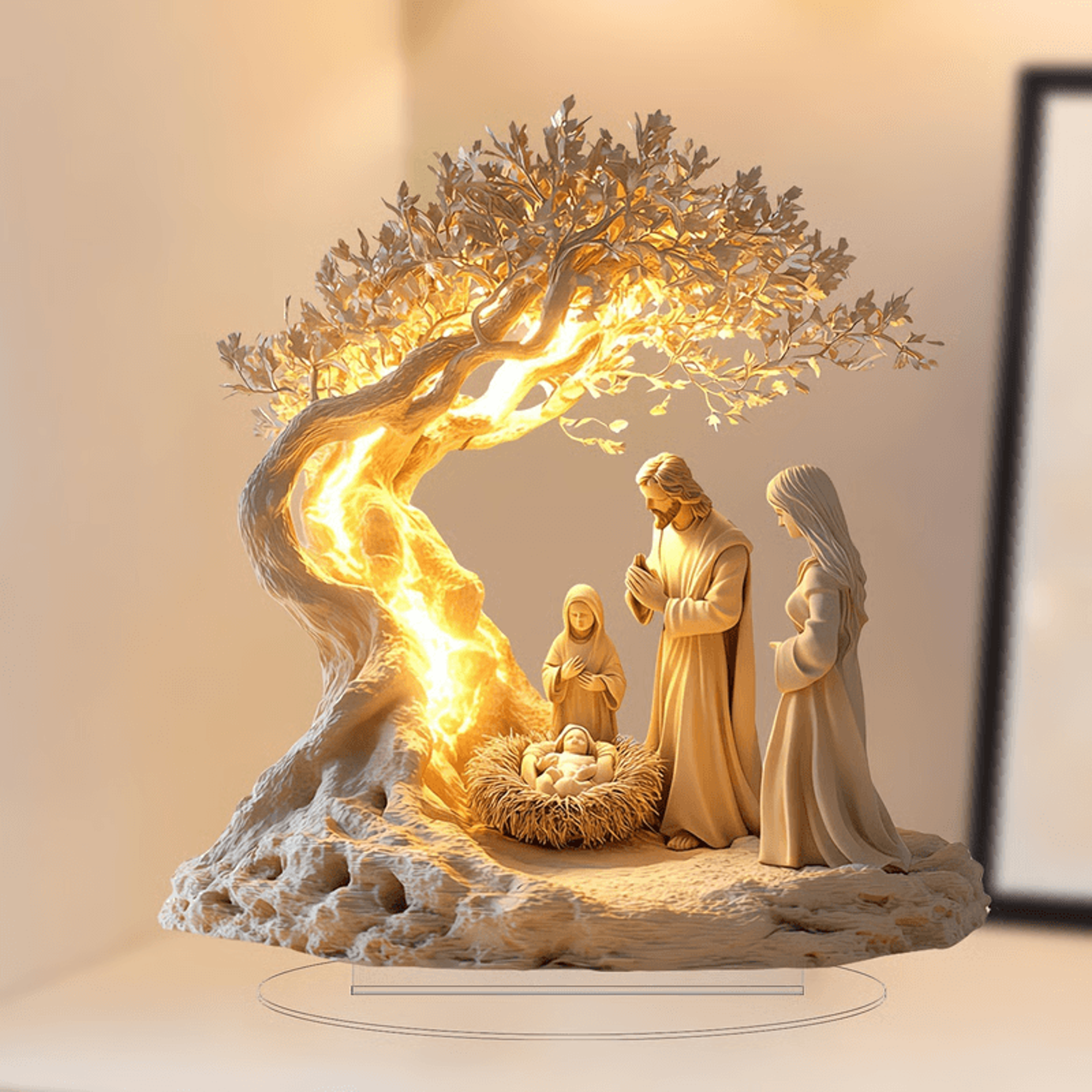 jesus and tree of life desktop decoration, faith-inspired keepsake
